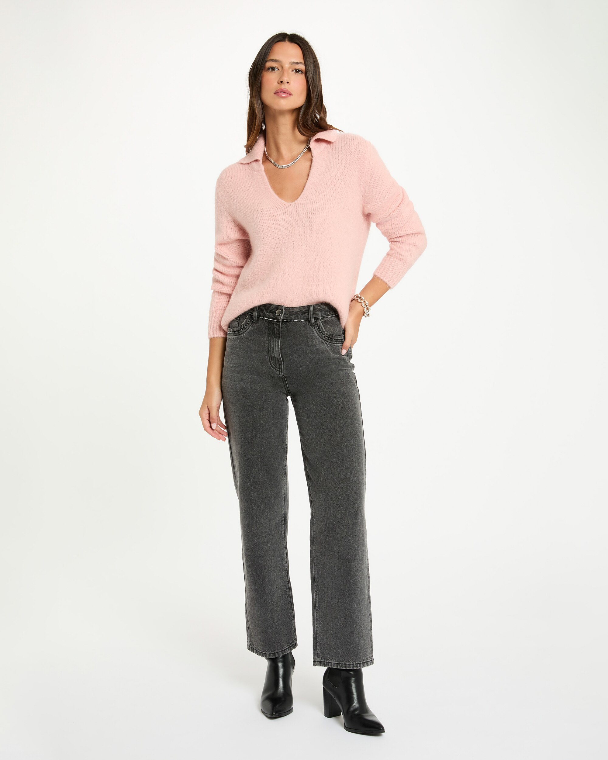 Jersey de mujer con cuello polo - Morgan - Rosa Rosa-4