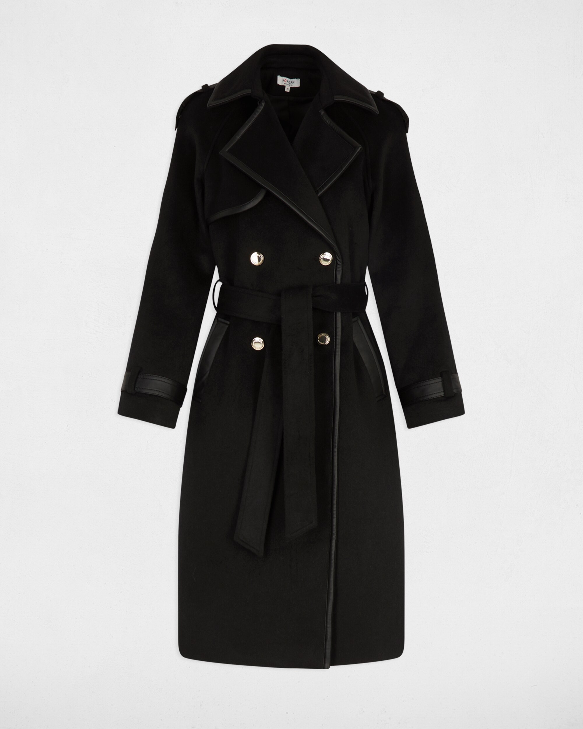 Trench de mujer entallado con cuello sastre Negro Morgan · El