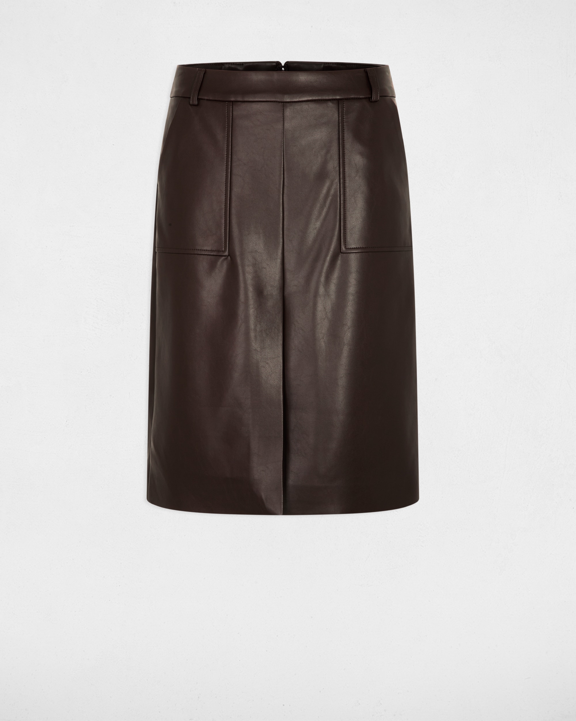 Falda midi de tiro alto - Marrón oscuro Marrón oscuro-5