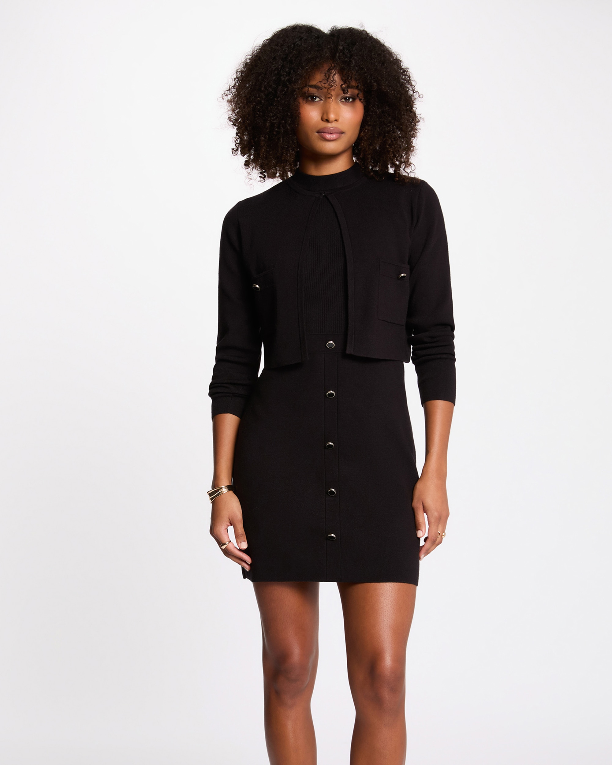 Vestido corto efecto 2 en 1 - Morgan - Negro Negro-1