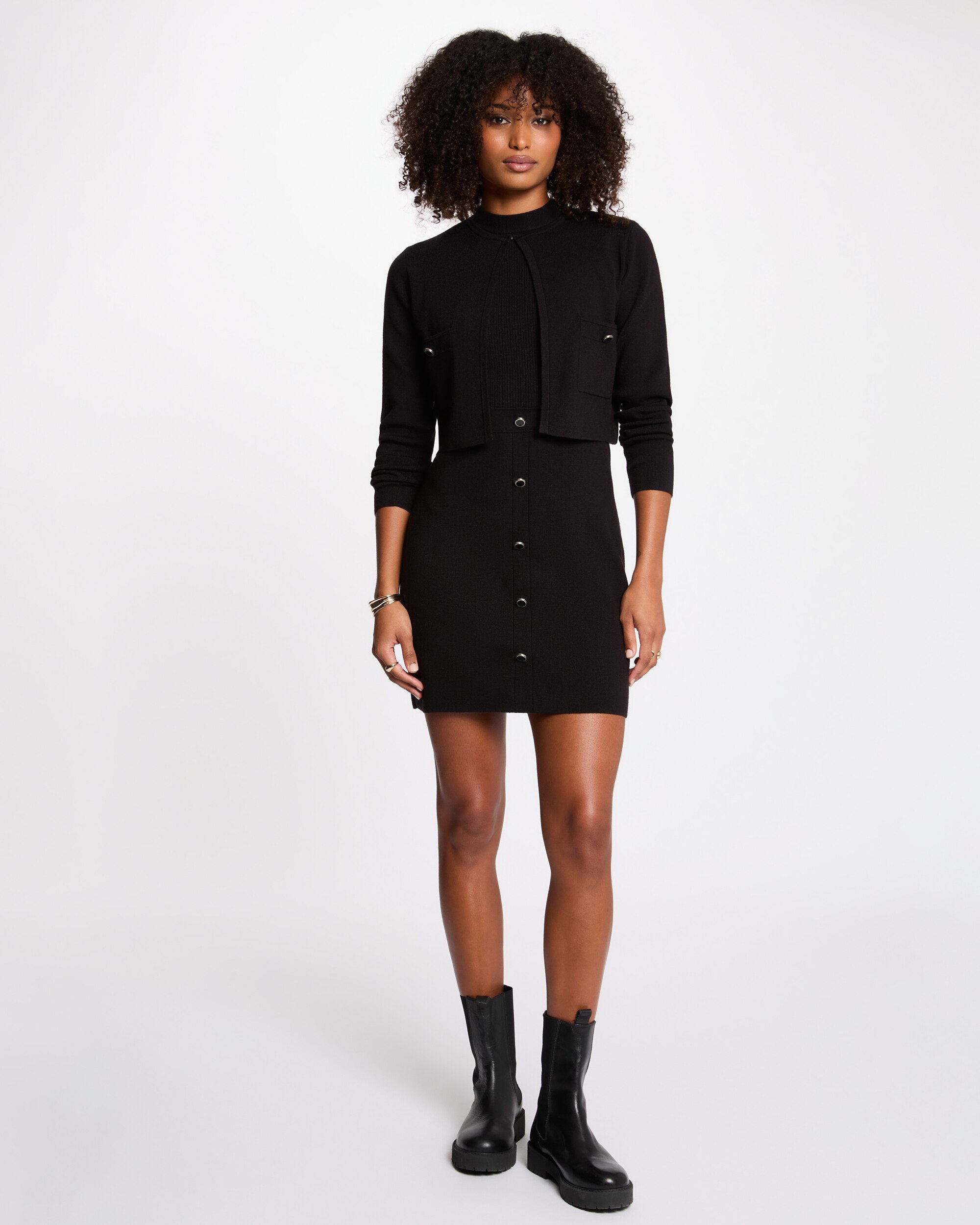 Vestido corto efecto 2 en 1 - Morgan - Negro Negro-4