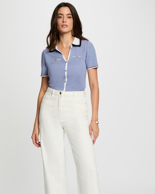 Imagen 0 de Jersey de mujer cuello tipo polo manga corta