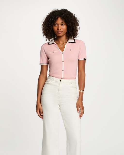 Imagen 0 de Jersey de mujer cuello tipo polo manga corta