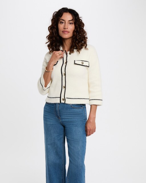 Imagen 0 de Cárdigan de mujer corto con bolsillos italianos