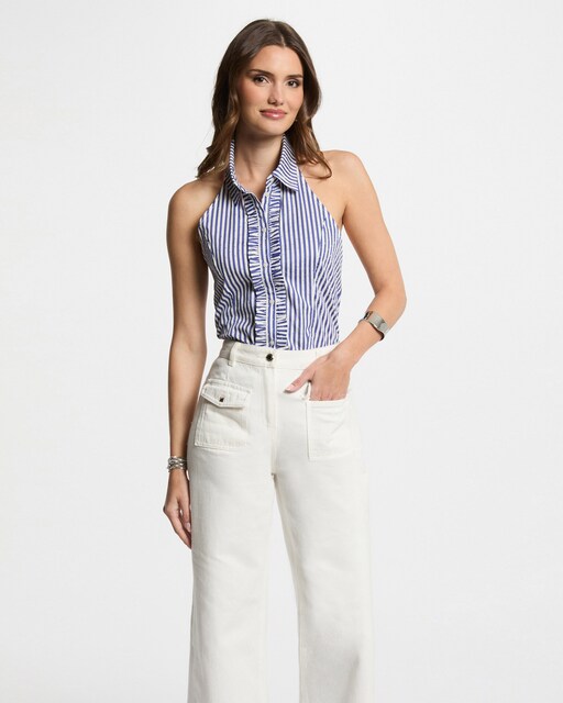 Imagen 0 de Camisa de mujer sin mangas de rayas
