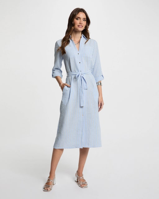 Imagen 0 de Vestido camisero con rayas