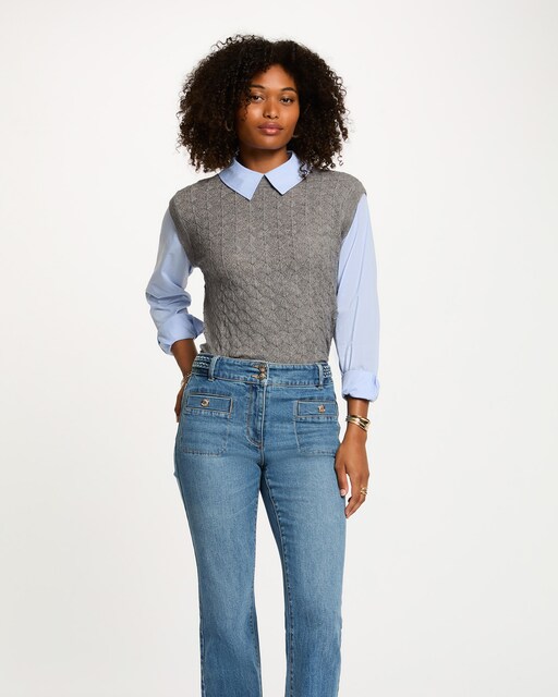 Imagen 0 de Jersey de mujer corto con cuello de camisa