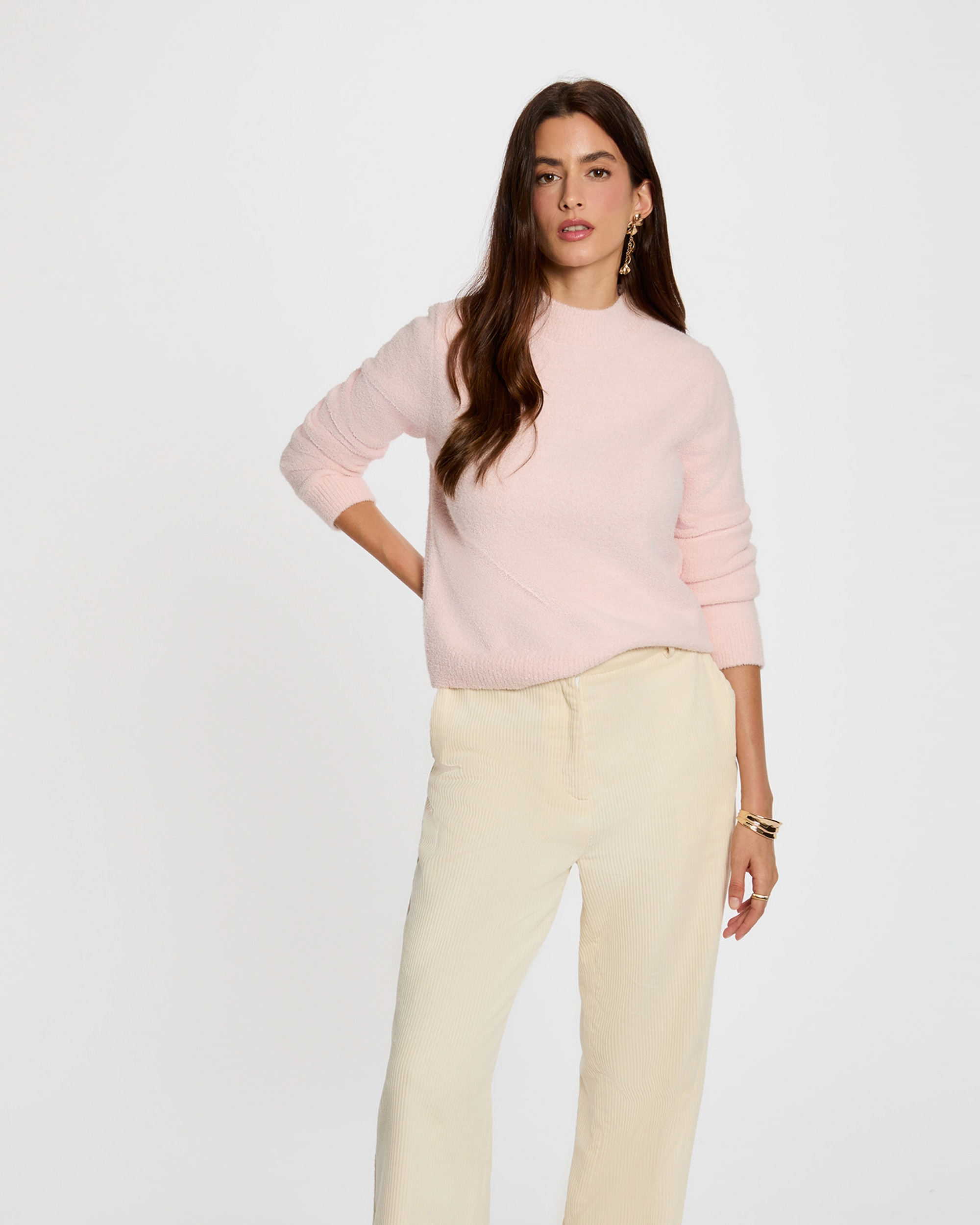 Jersey de mujer con cuello alto - Morgan - Rosa Rosa-1