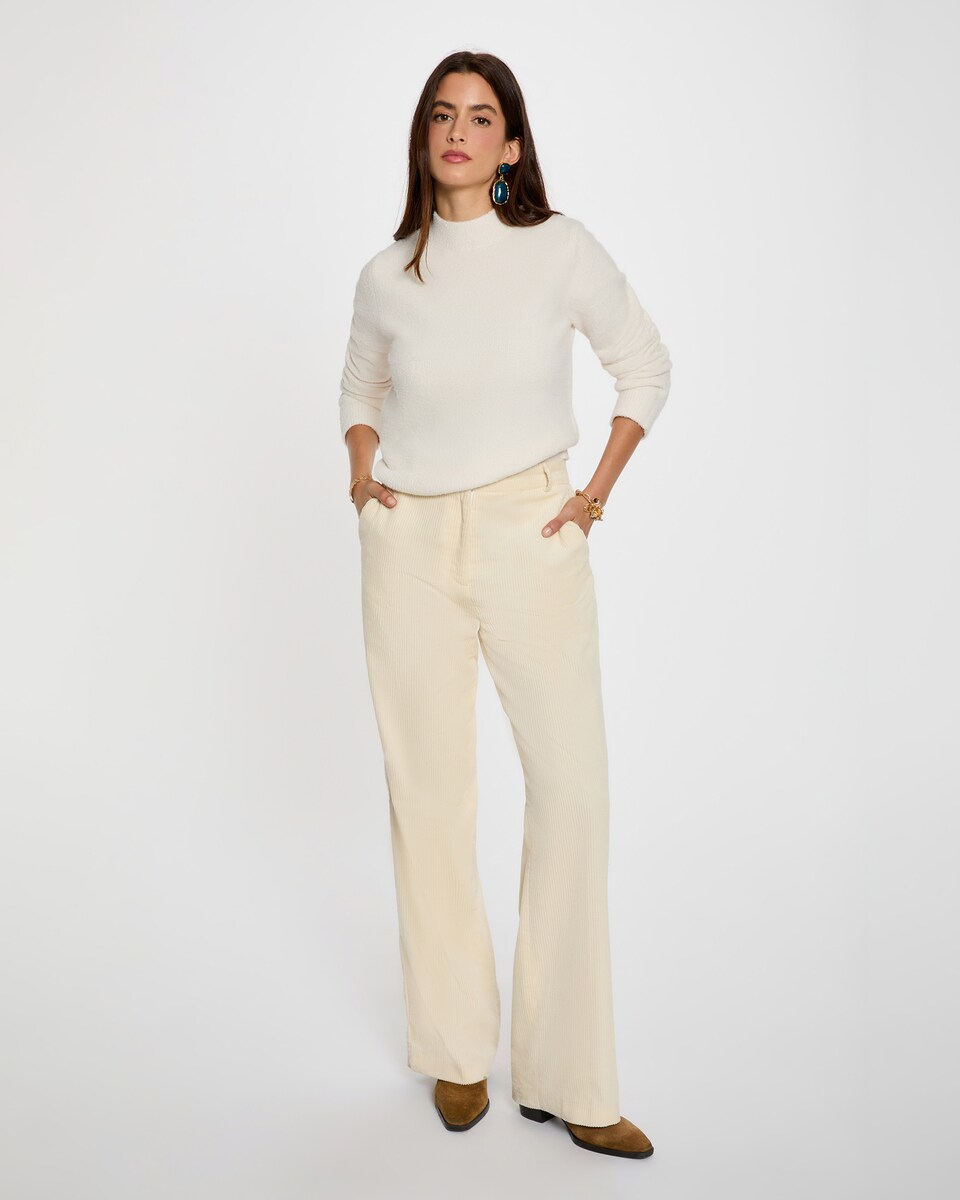 Jersey de mujer ajustado de cuello alto 34/XS Crudo