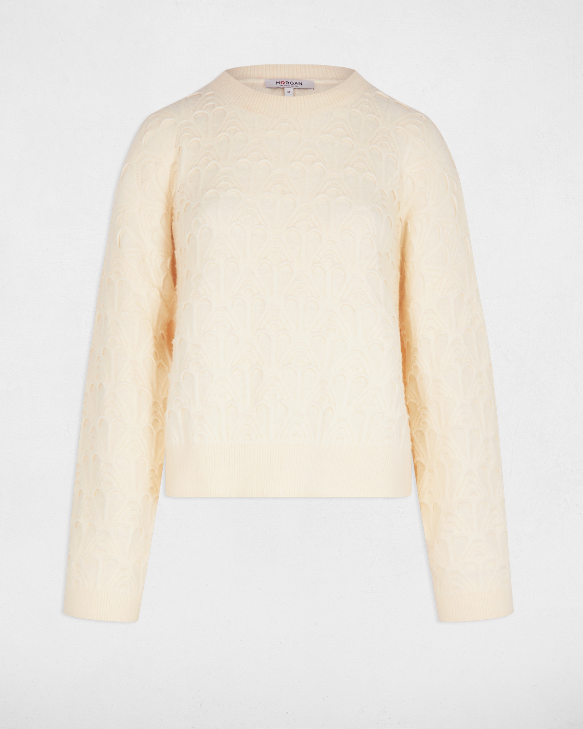 Jersey de mujer cuello redondo fantasía - Morgan - Crema Crema-5