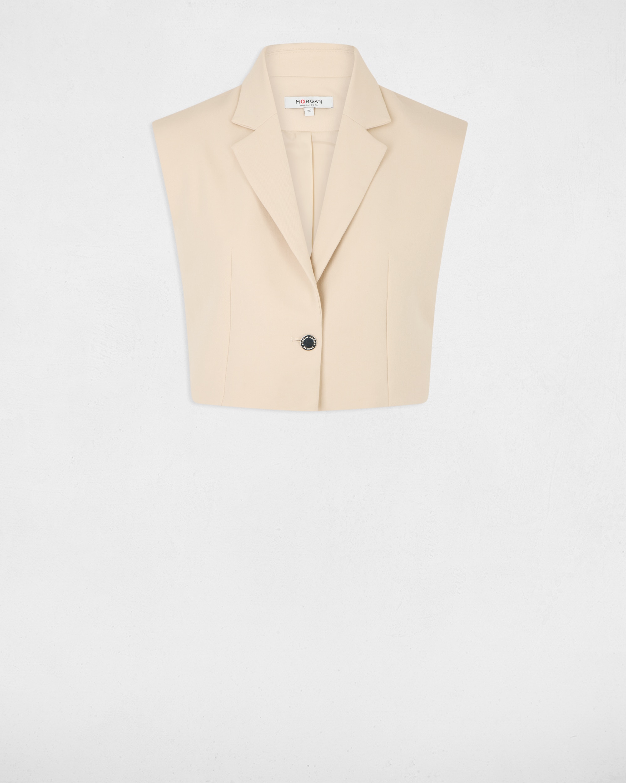 Blazer de mujer crop sin mangas - Morgan - Beige Beige-5