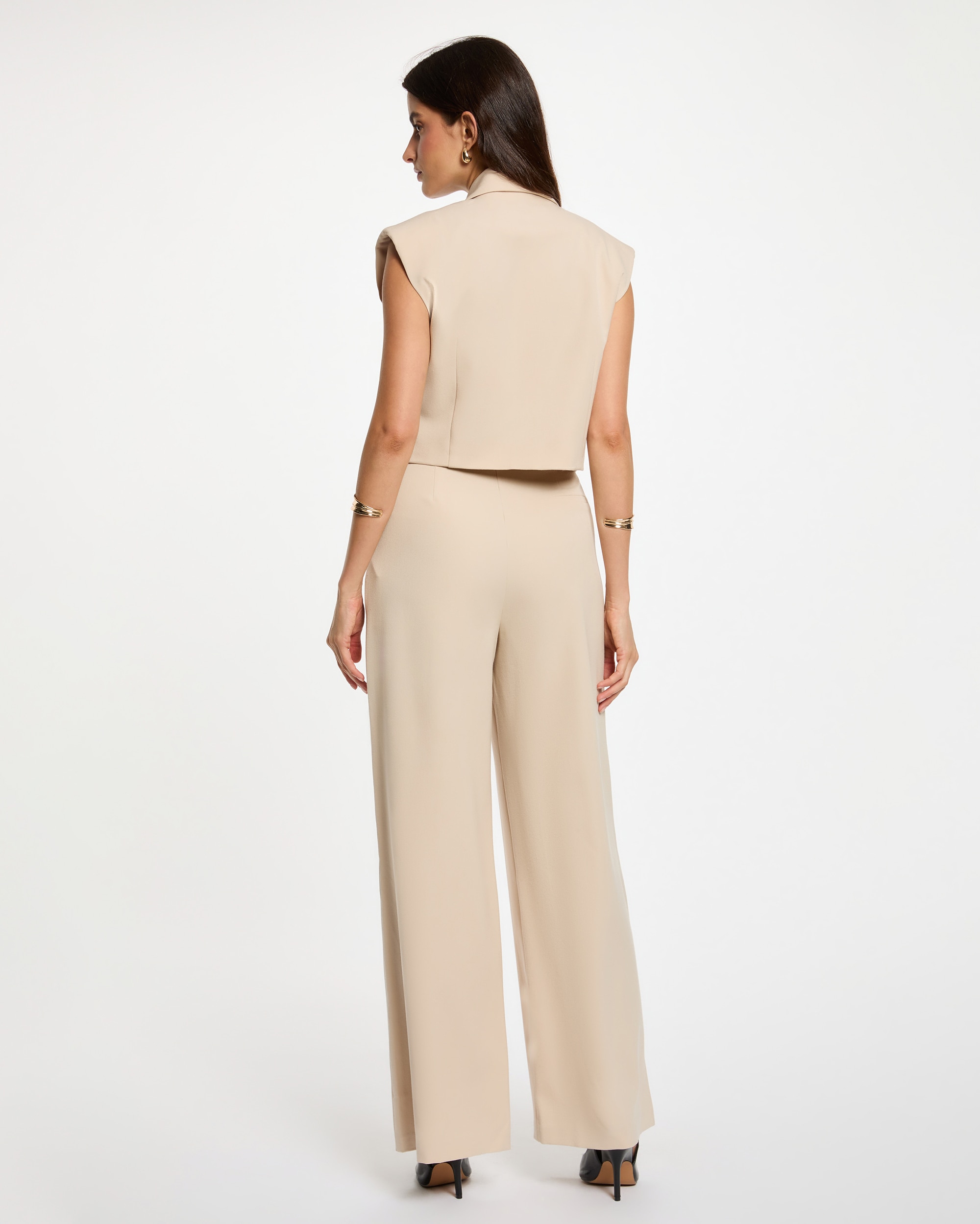 Blazer de mujer crop sin mangas - Morgan - Beige Beige-2