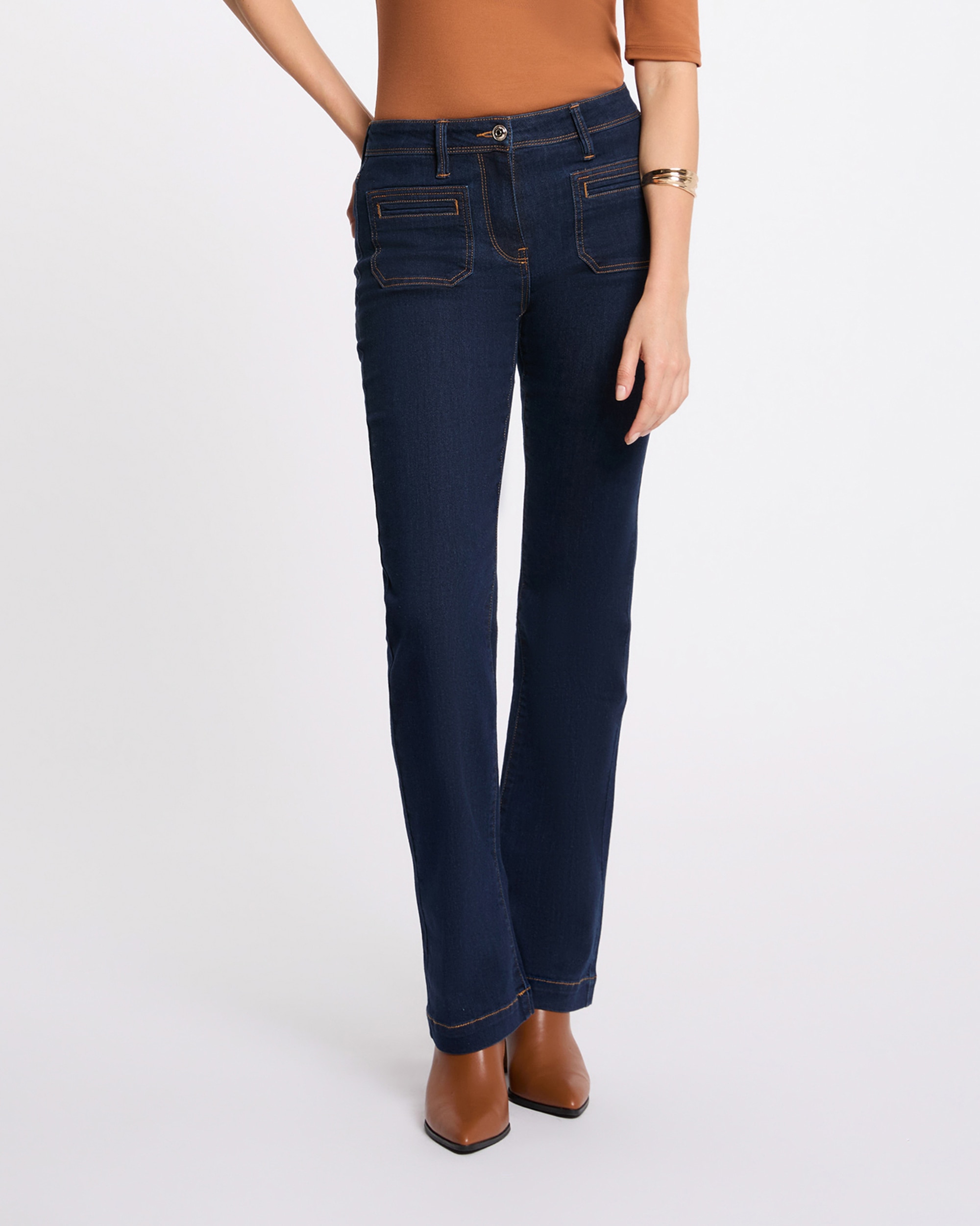Morgan - Vaqueros de mujer bootcut de tiro alto.