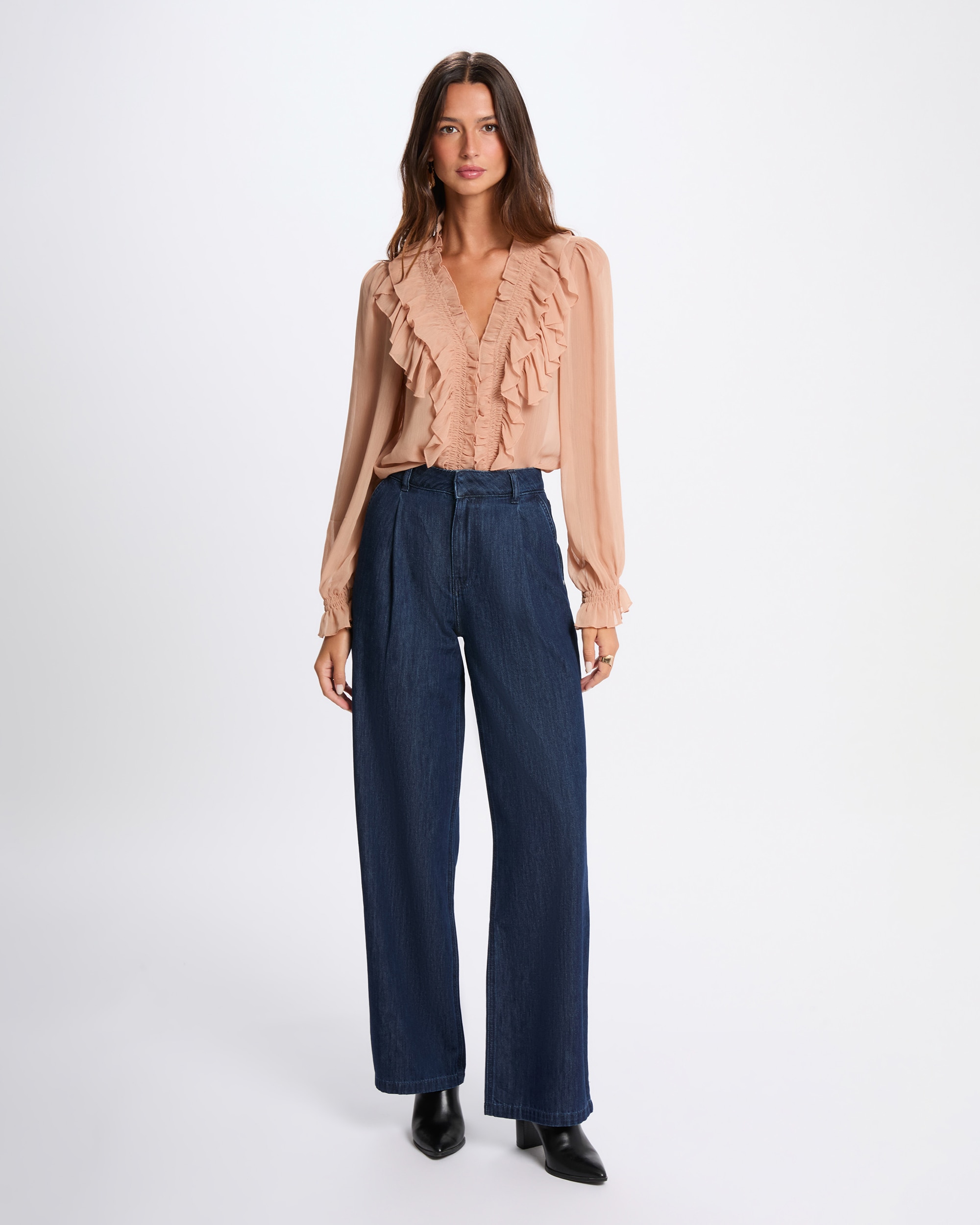 Camisa de mujer con volantes - Morgan - Rosa claro Rosa claro-3