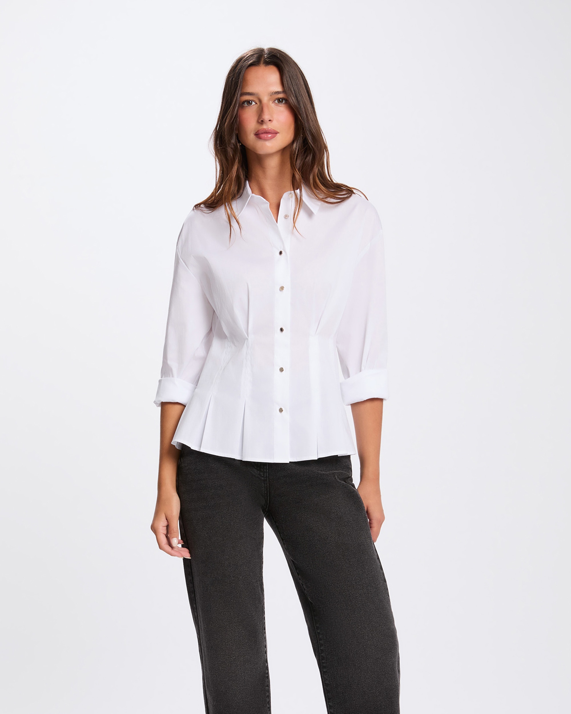 Morgan - Camisa de mujer entallada con cuello de solapa.