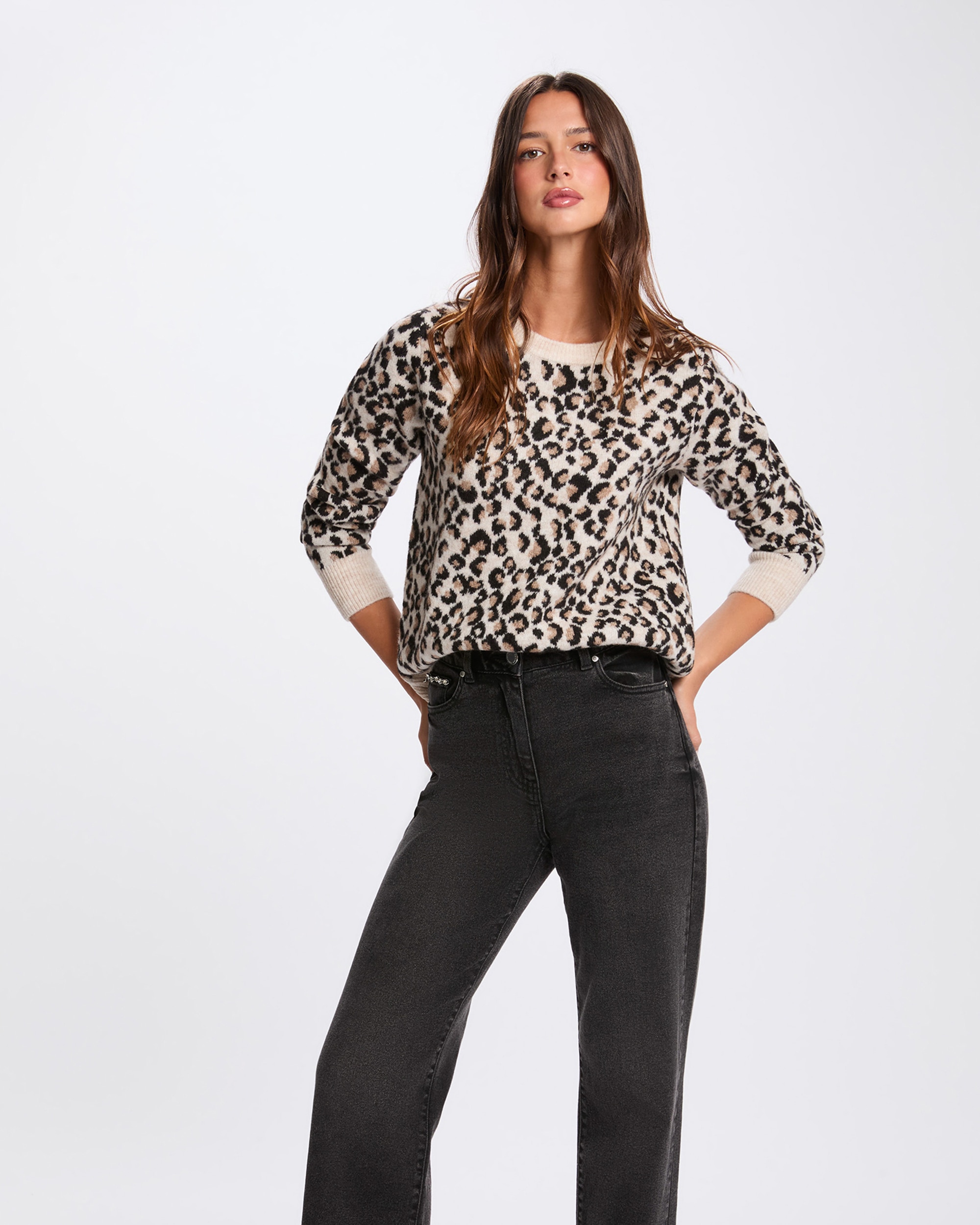 Morgan - Jersey de mujer de fibra gruesa y estampado animalier.