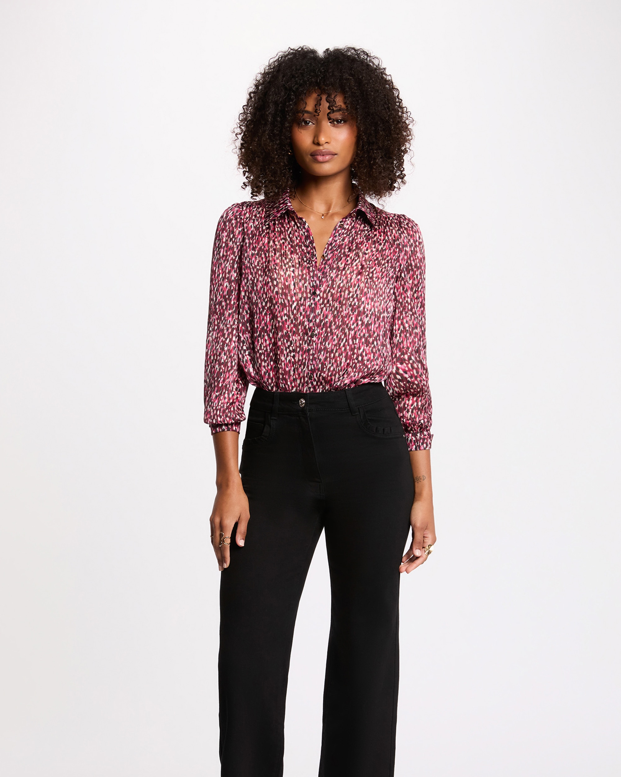 Morgan - Camisa de mujer de gasa estampada.