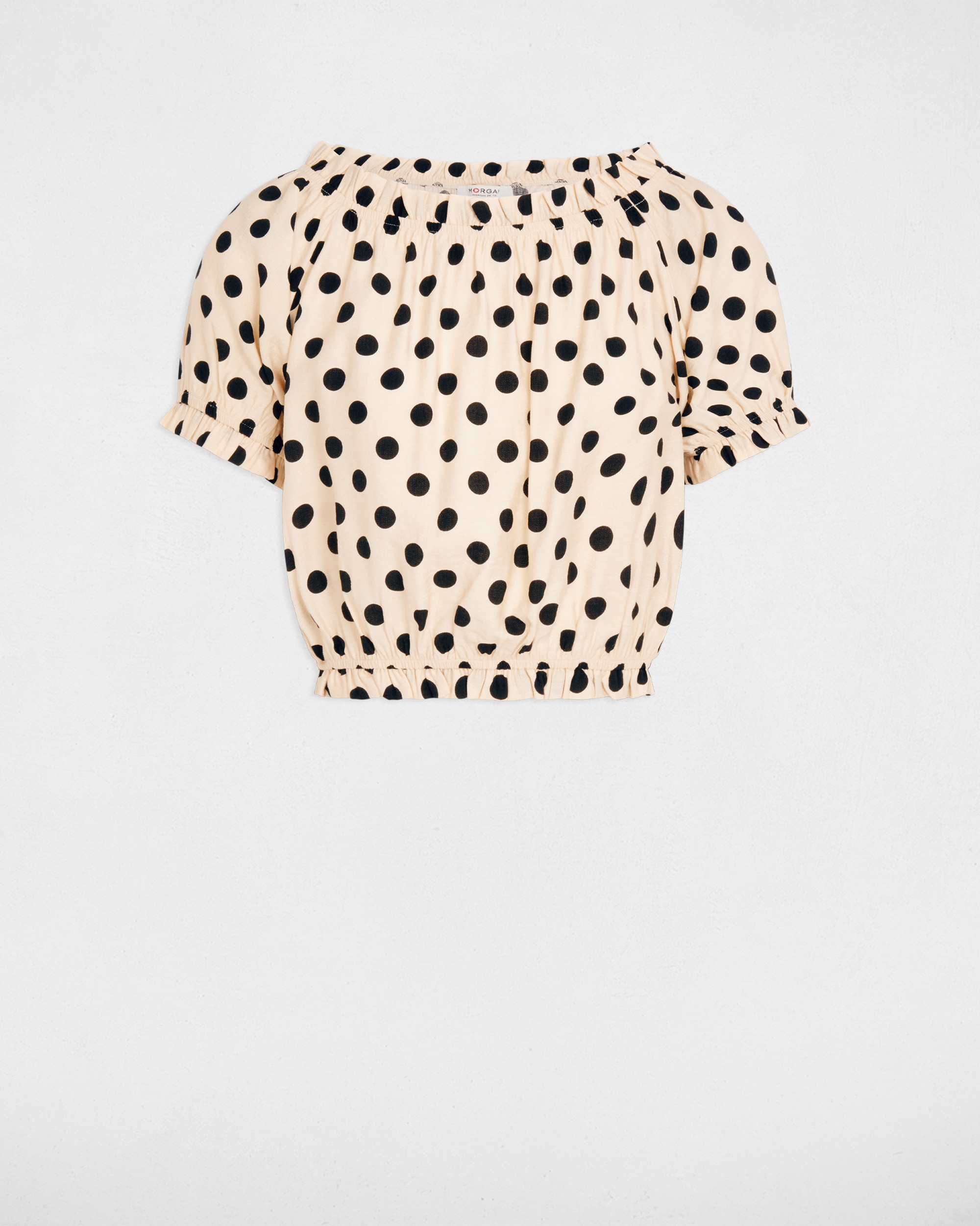 Top de mujer fluido con cuello bardot - Morgan - Beige Beige-5