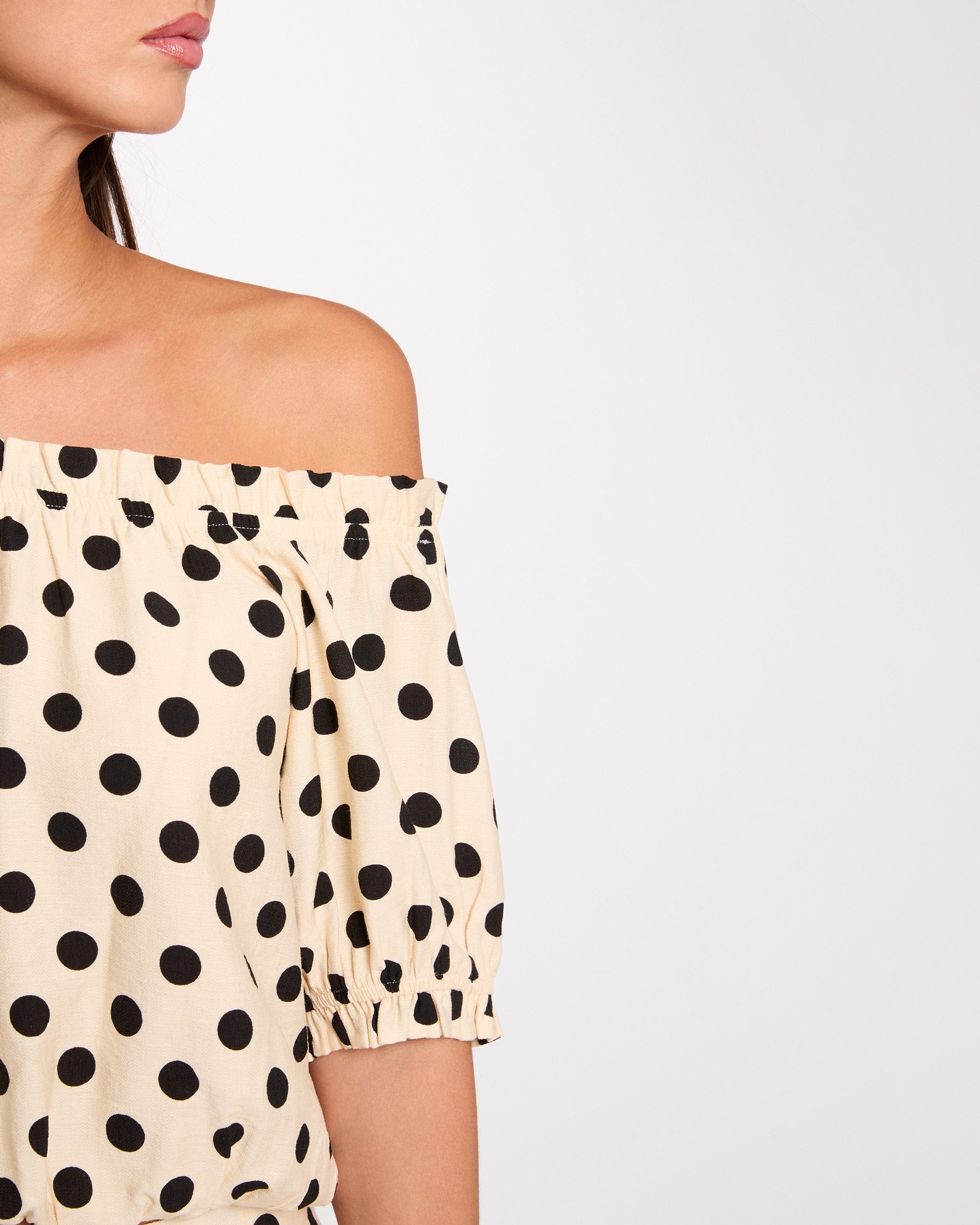 Top de mujer fluido con cuello bardot - Morgan - Beige Beige-4