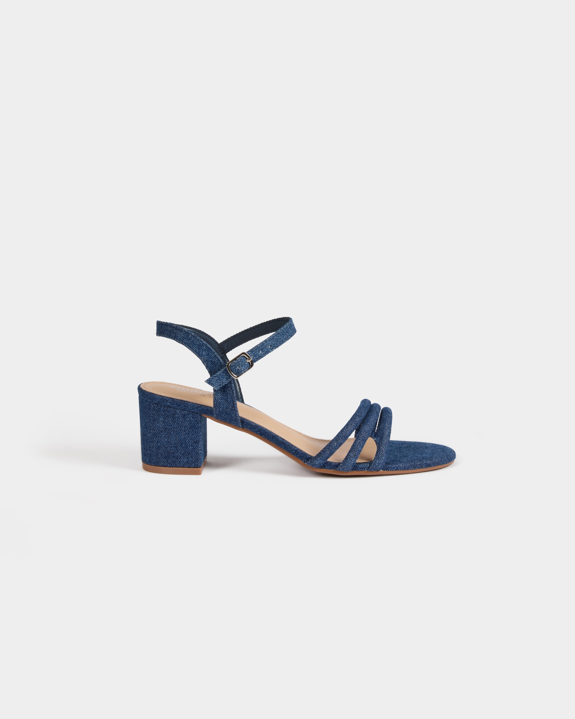 Morgan - Sandalias de mujer en mezclilla de color azul denim.