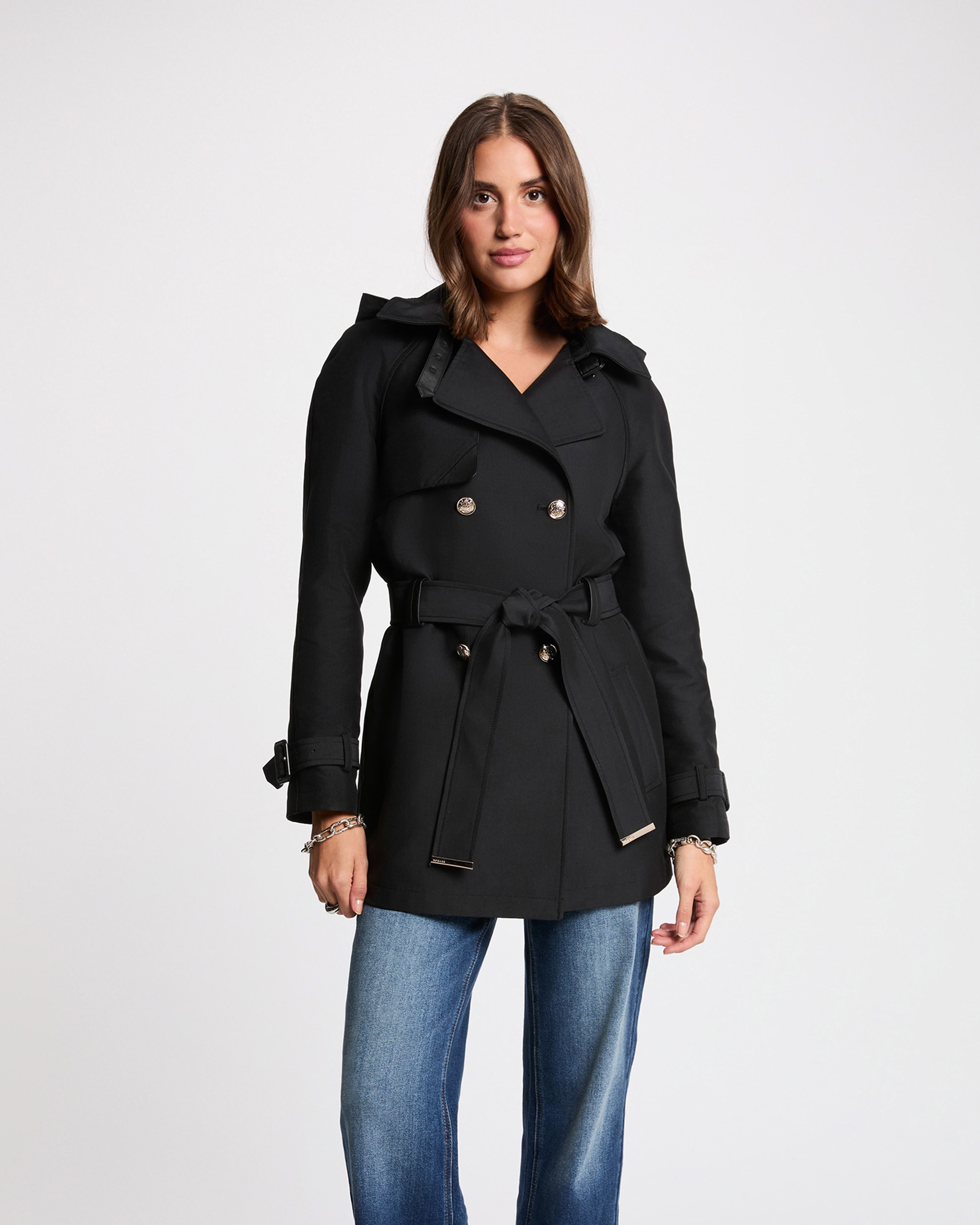 Morgan - Gabardina de mujer midi con capucha.