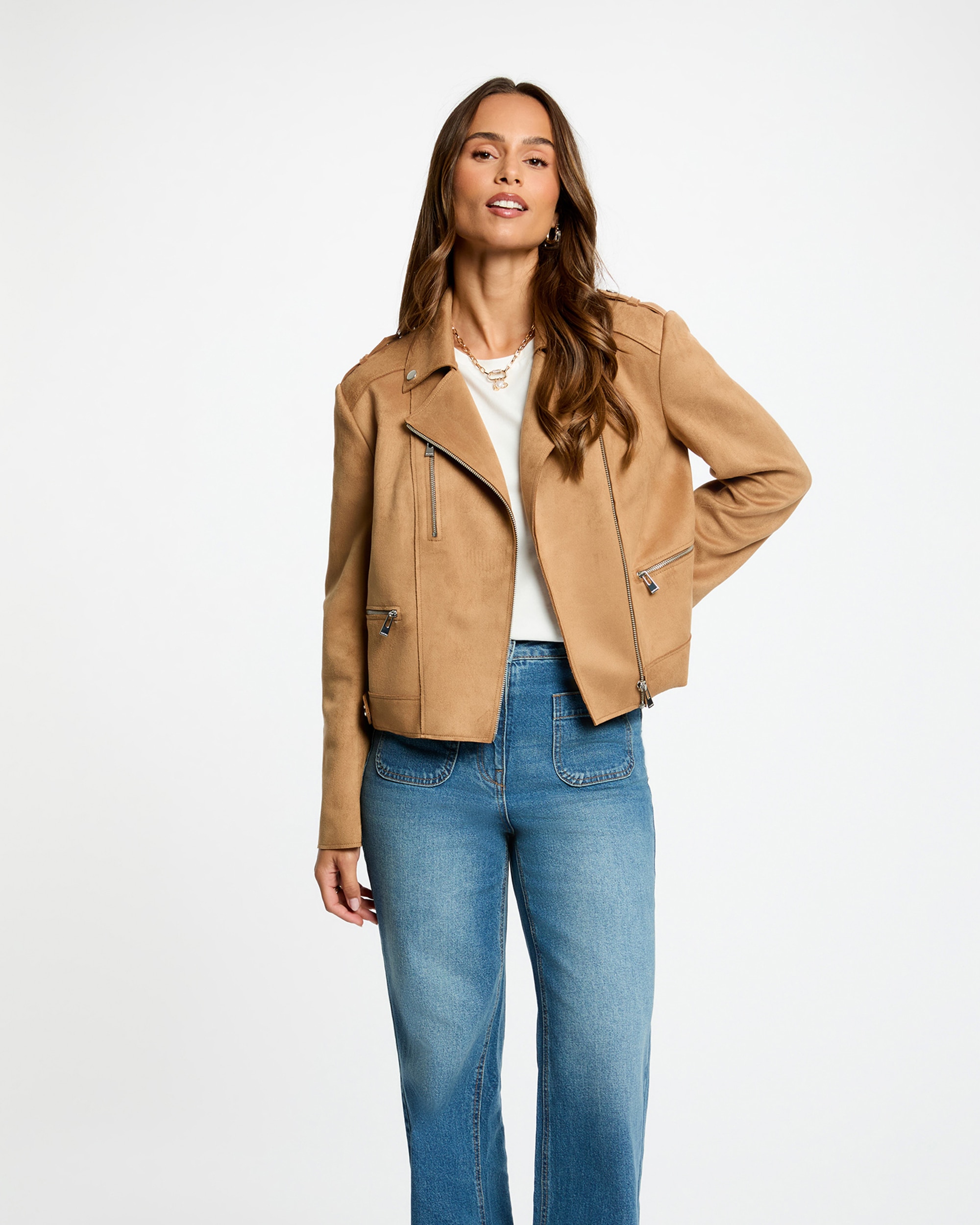 Morgan - Chaqueta de mujer corta de antelina.