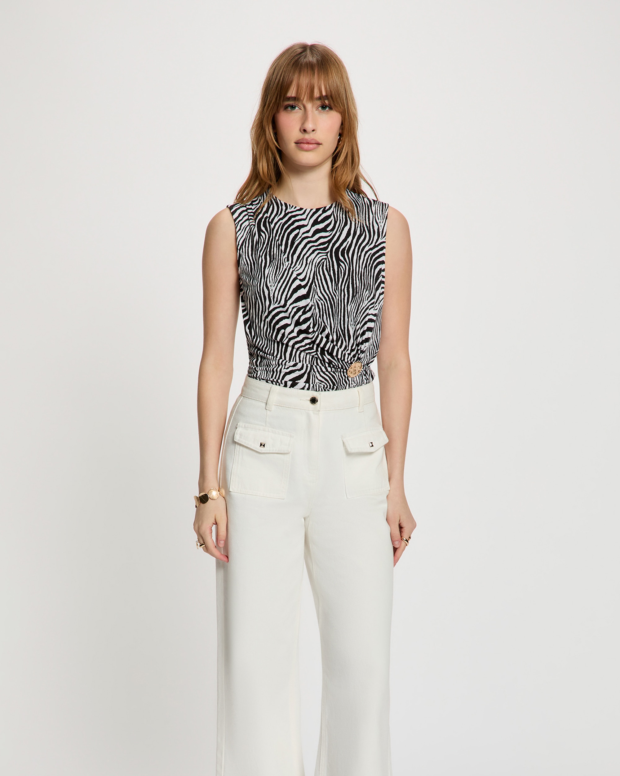 Morgan - Camiseta de mujer ajustada sin mangas.