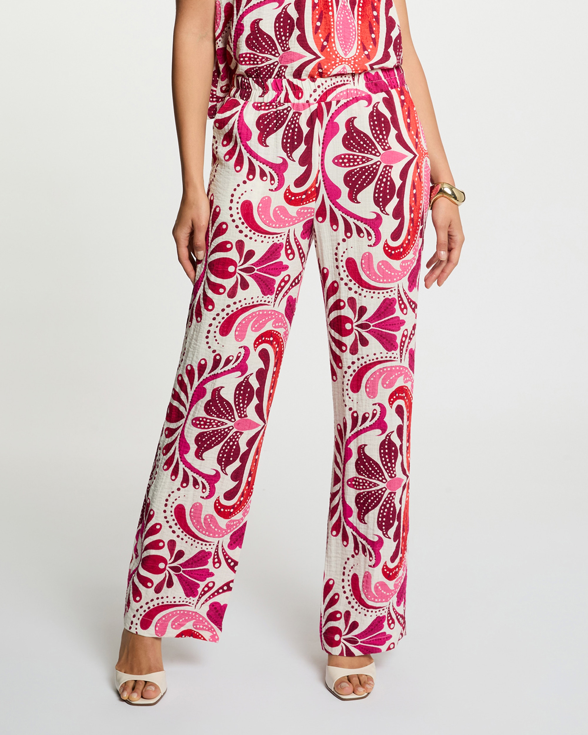 Morgan - Pantalón de mujer recto fluido con estampado.