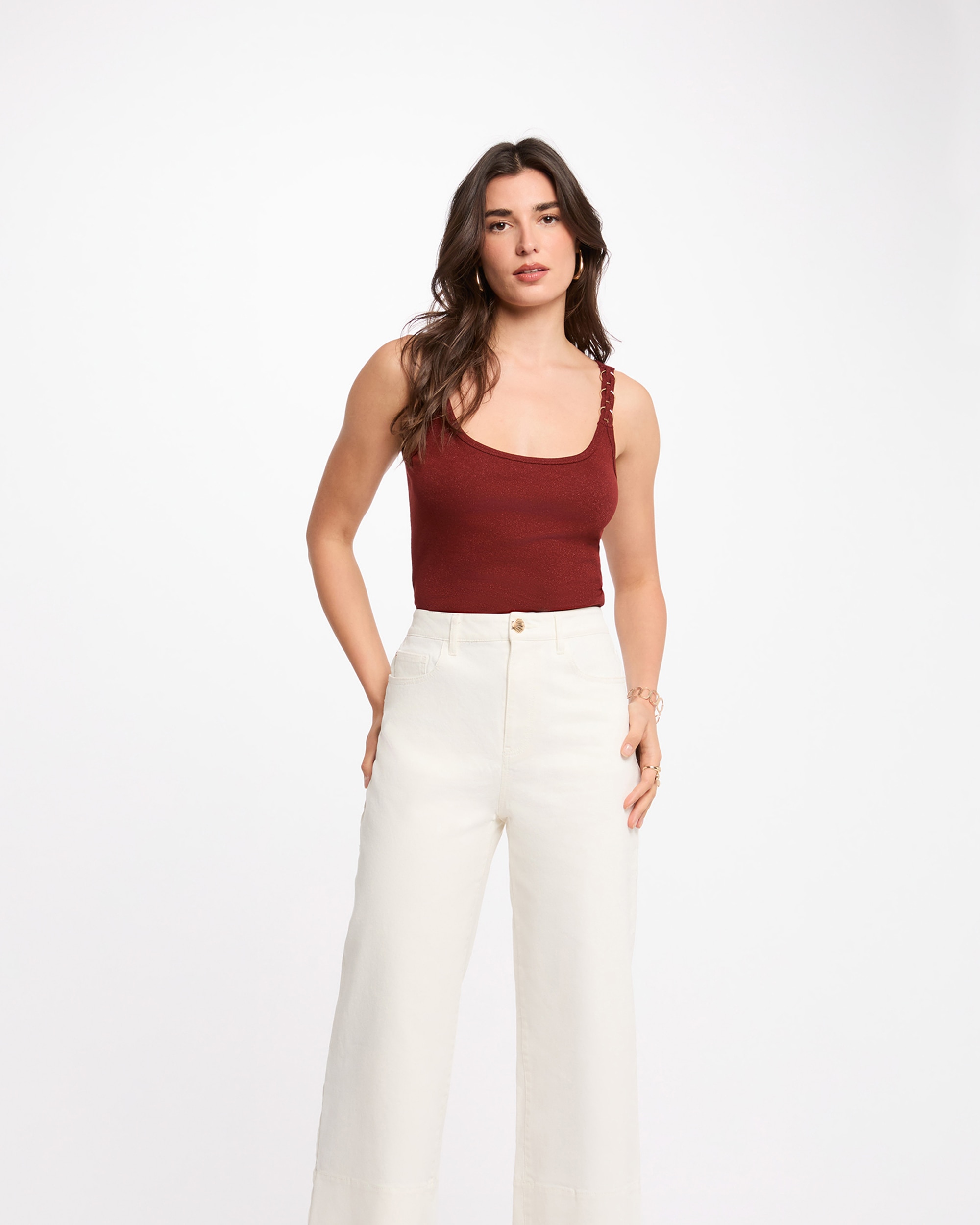 Morgan - Camiseta de mujer ajustada cuello redondo.