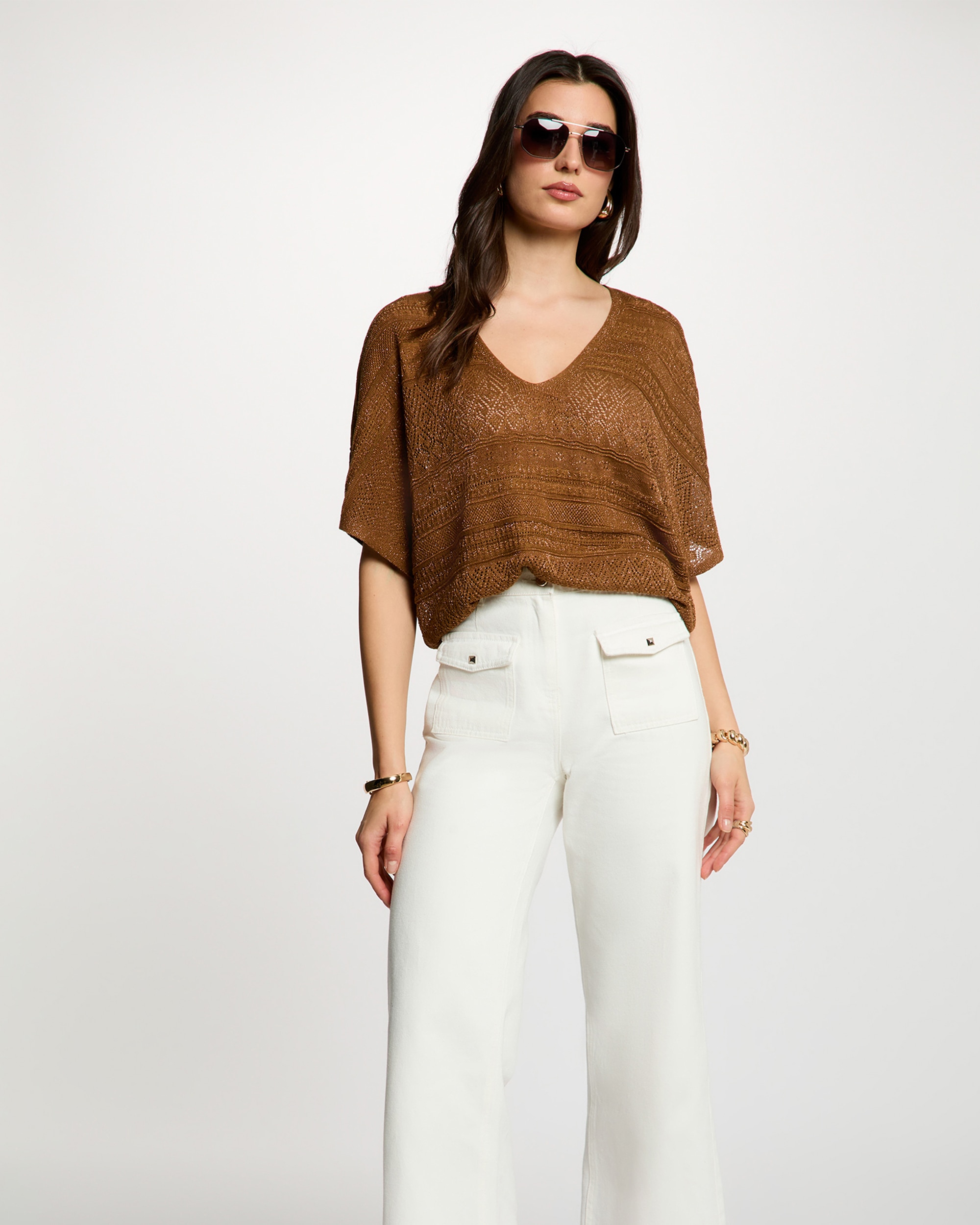 Morgan - Jersey de mujer oversize en punto ligero.