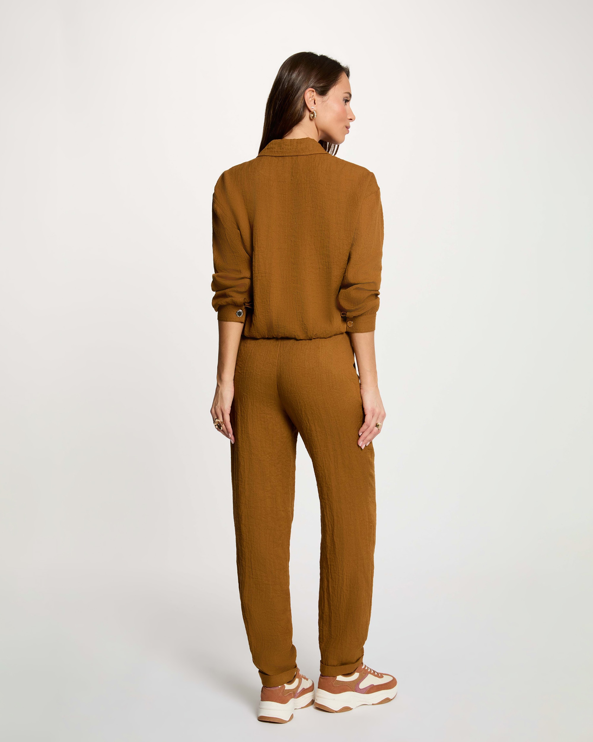 Pantalón jogger de mujer carrot de tiro alto - Morgan - Marrón claro Marrón claro-2