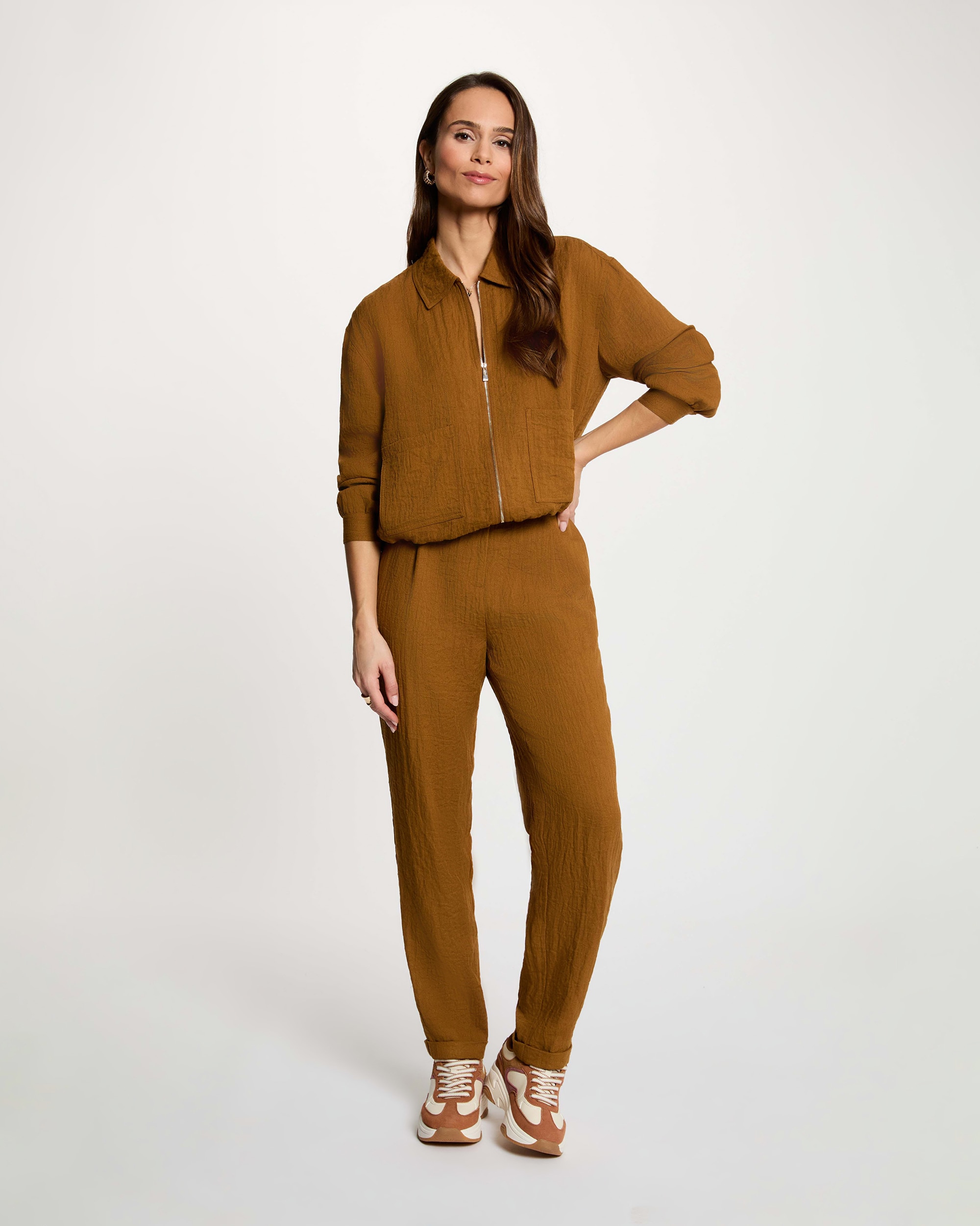 Pantalón jogger de mujer carrot de tiro alto - Morgan - Marrón claro Marrón claro-3