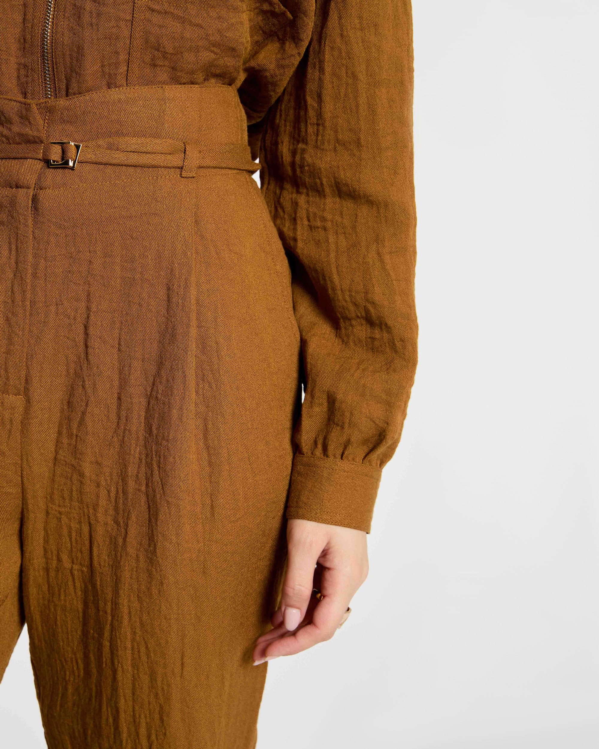 Pantalón jogger de mujer carrot de tiro alto - Morgan - Marrón claro Marrón claro-4