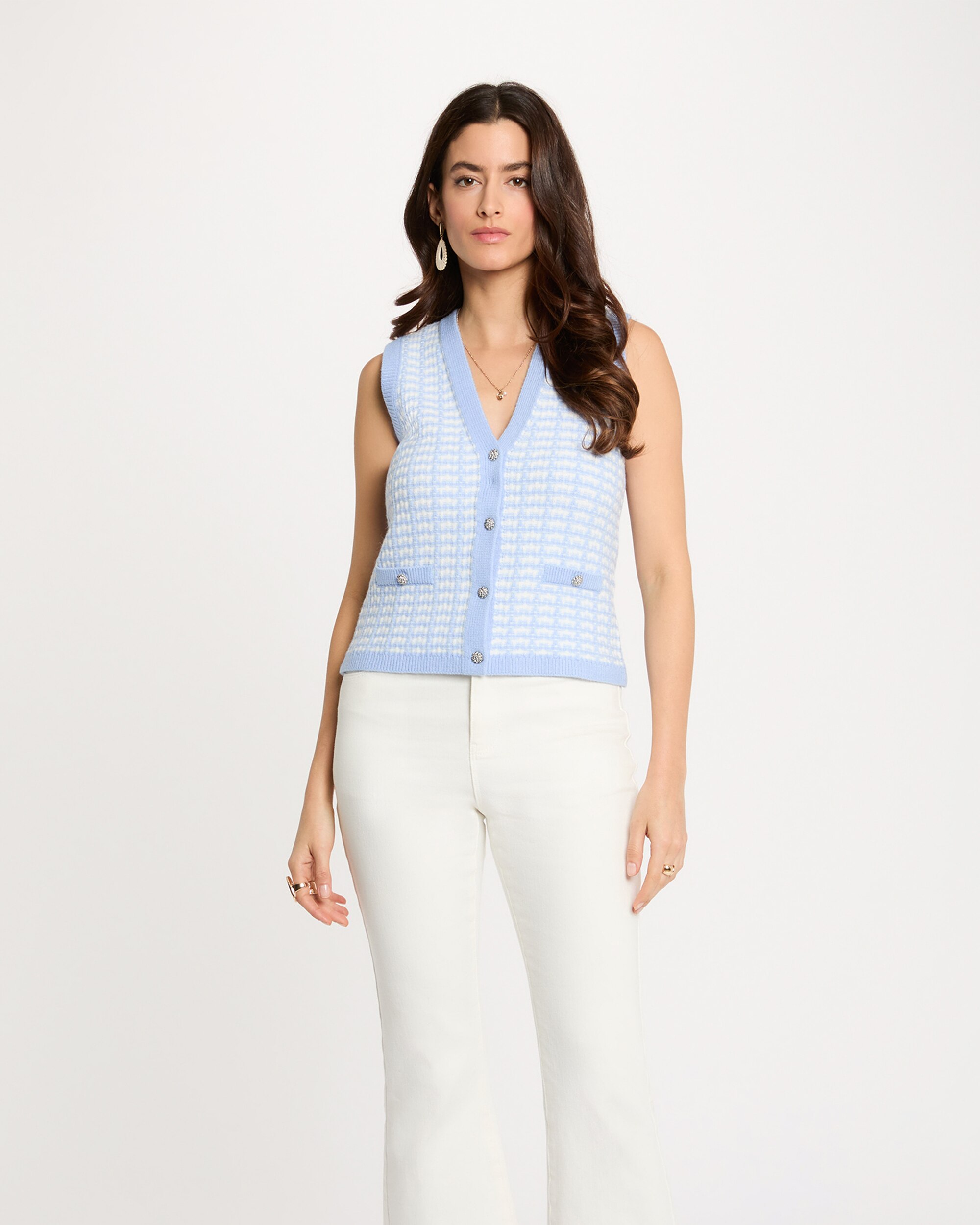 Morgan - Jersey de mujer sin mangas ajustado escote pico.