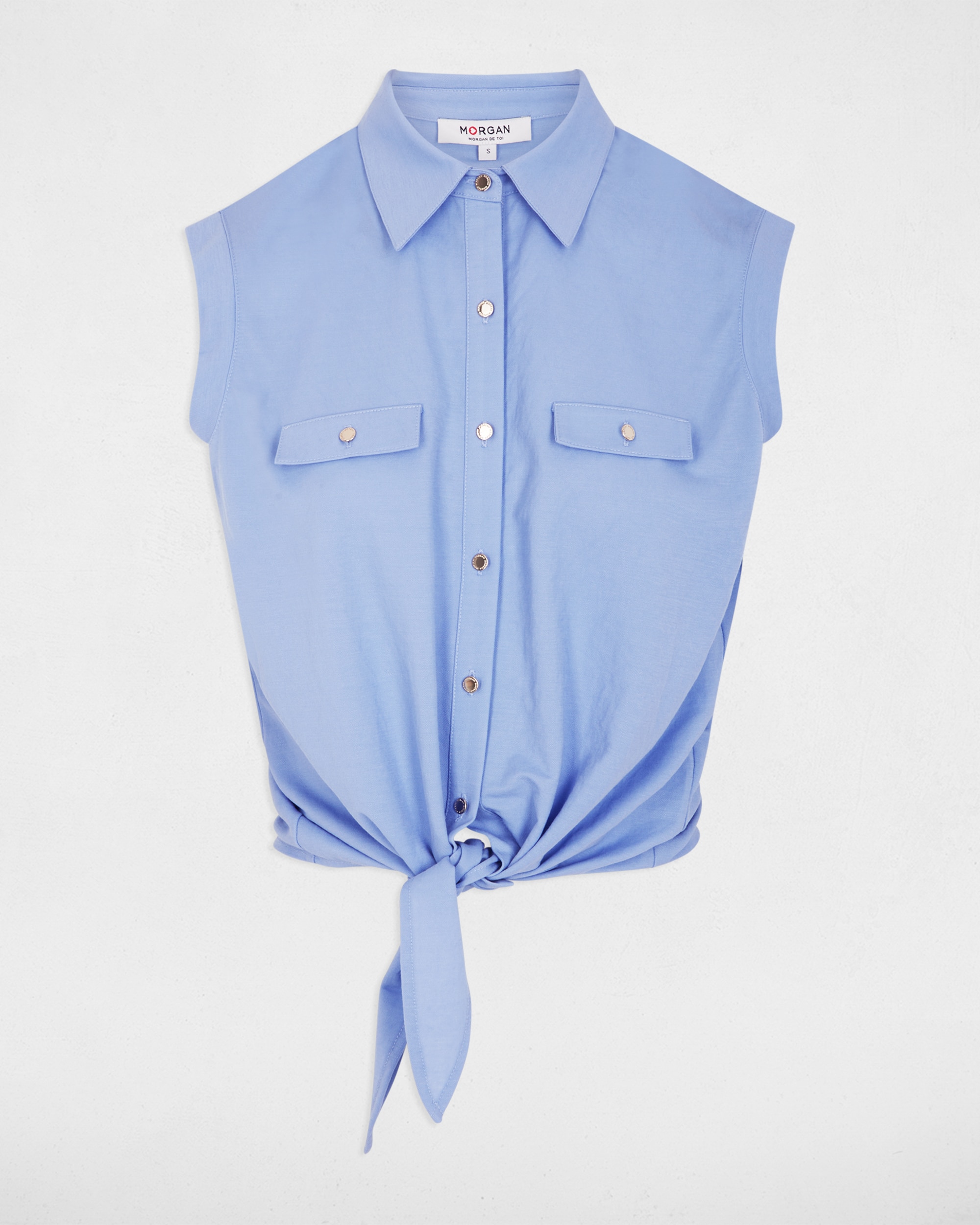 Camisa de mujer con bolsillos - Morgan - Azul celeste Azul celeste-5