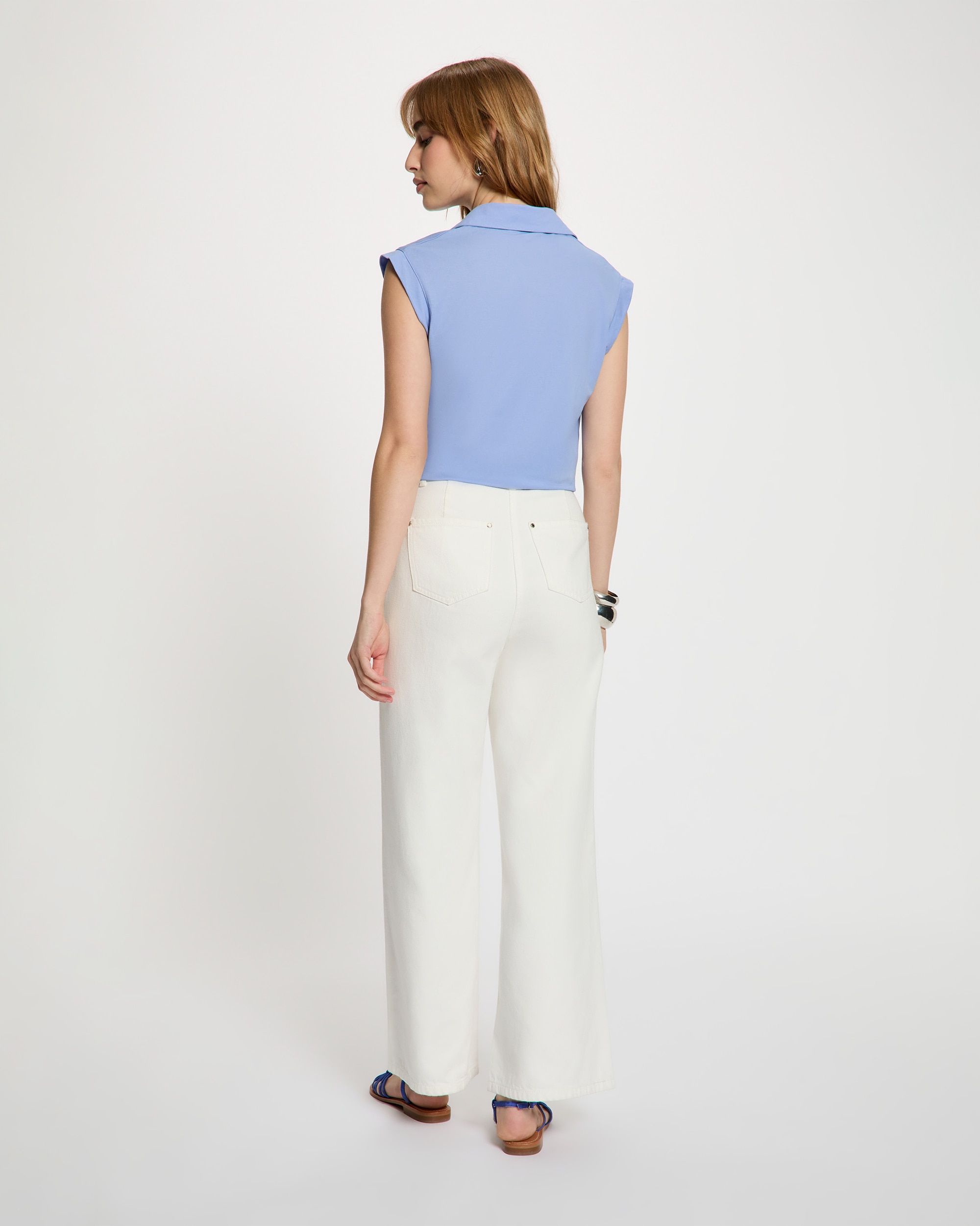 Camisa de mujer con bolsillos - Morgan - Azul celeste Azul celeste-2