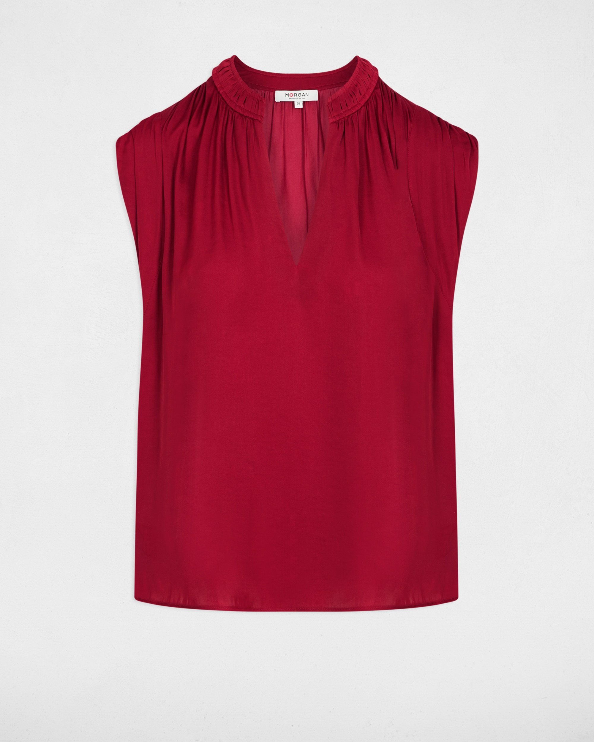Blusa de mujer con escote pico - Morgan - Burdeos Burdeos-5