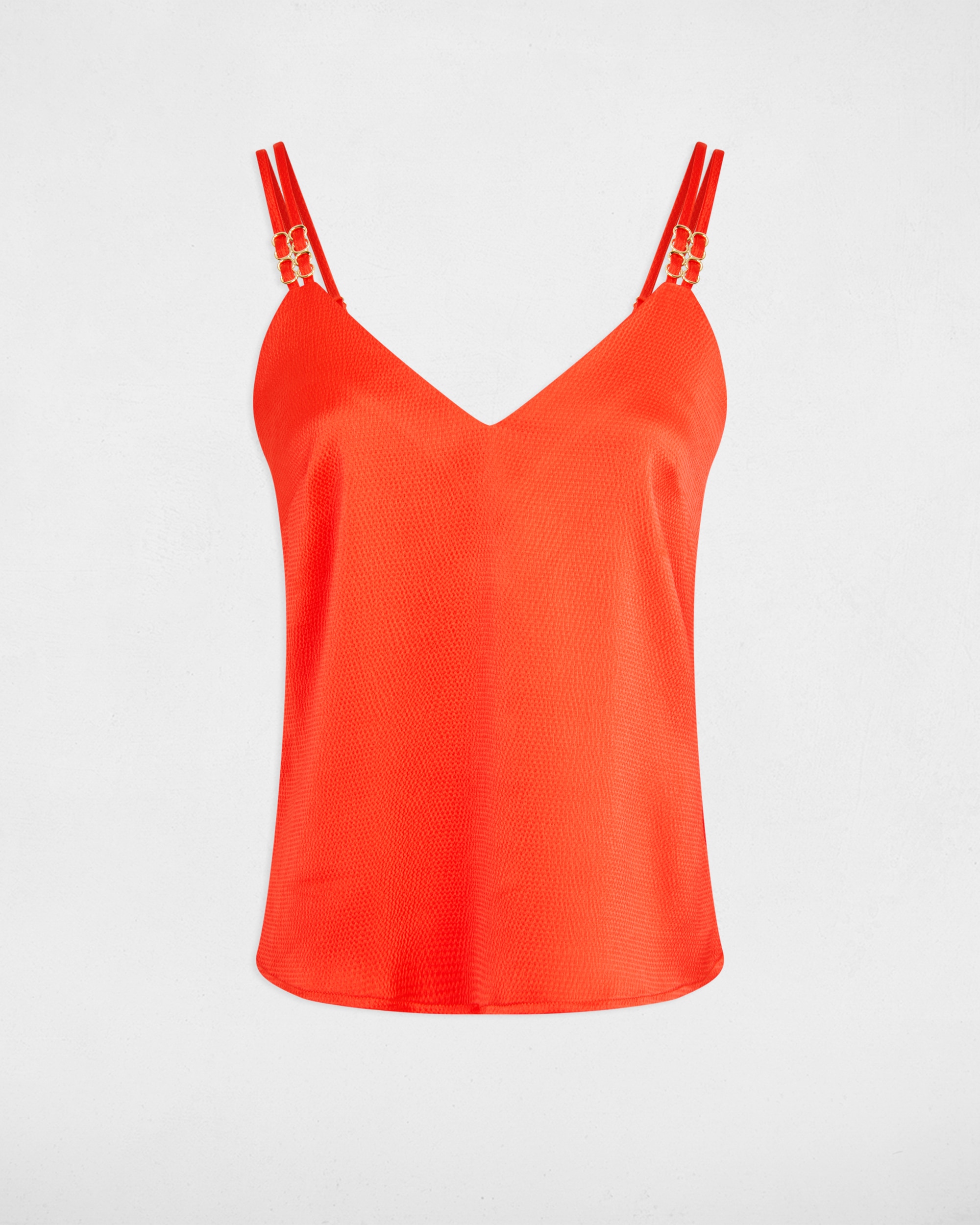Blusa de mujer con tirantes decorados - Morgan - Rojo Rojo-5