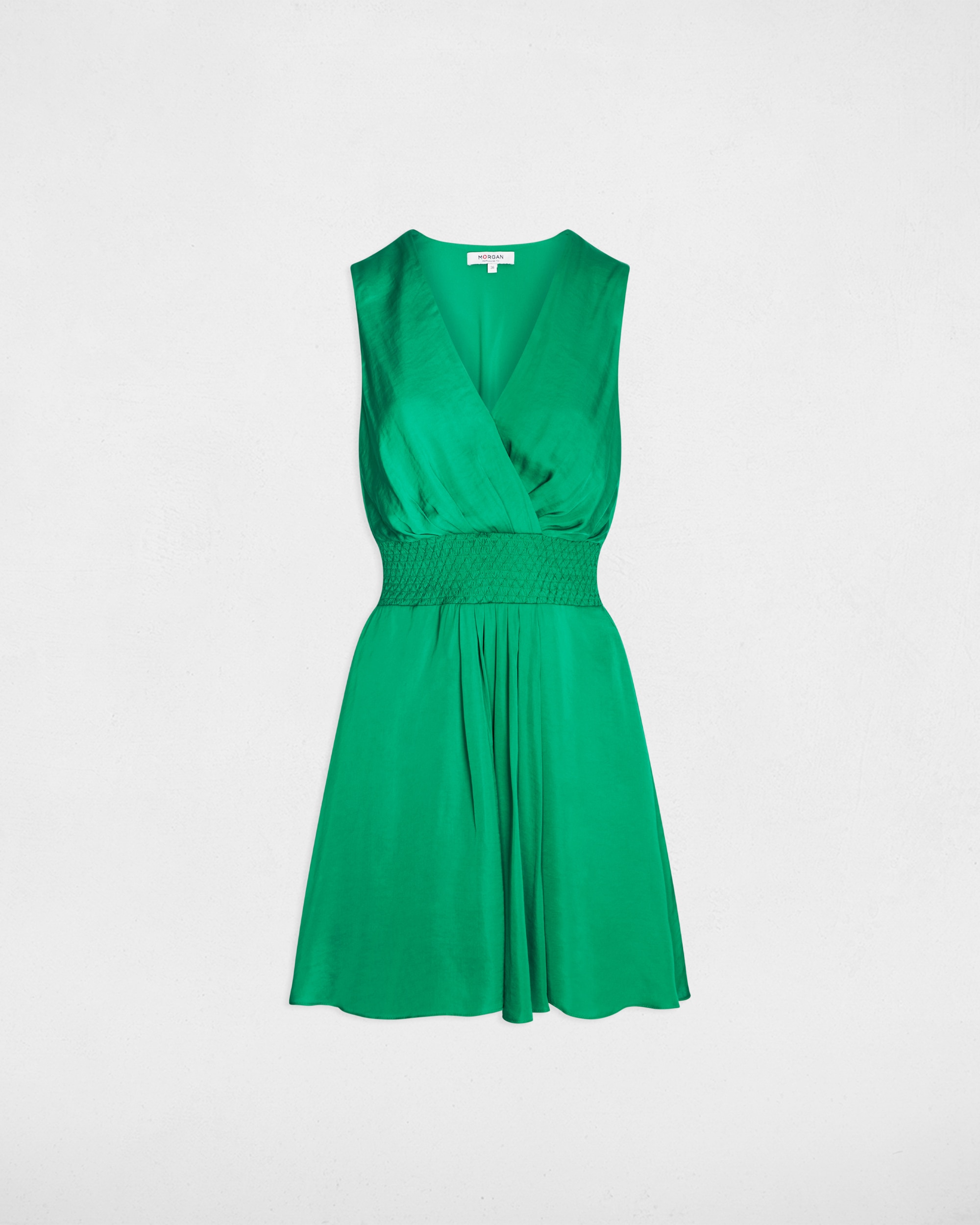Vestido corto con cintura elástica - Morgan - Verde Verde-5