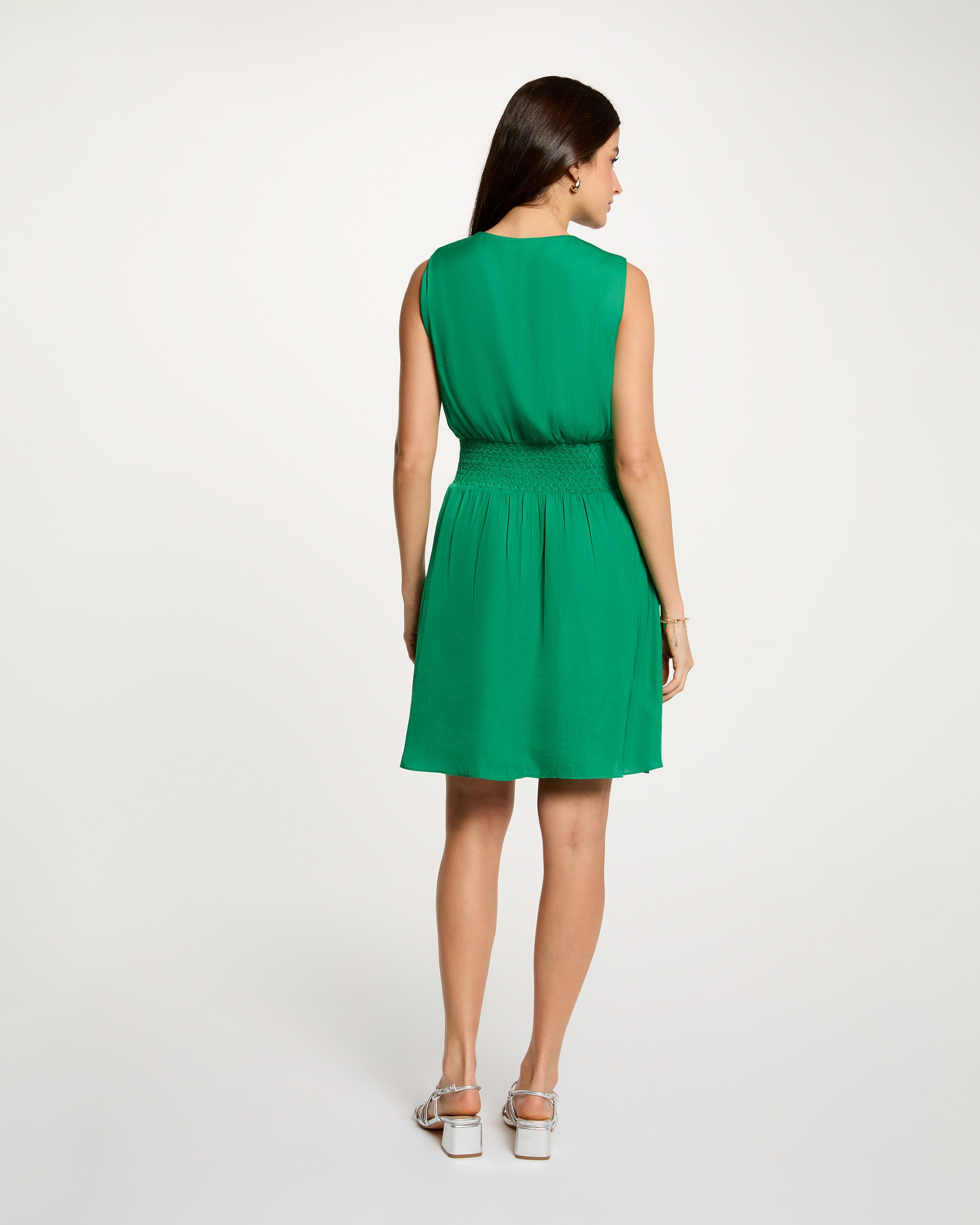 Vestido corto con cintura elástica - Morgan - Verde Verde-2