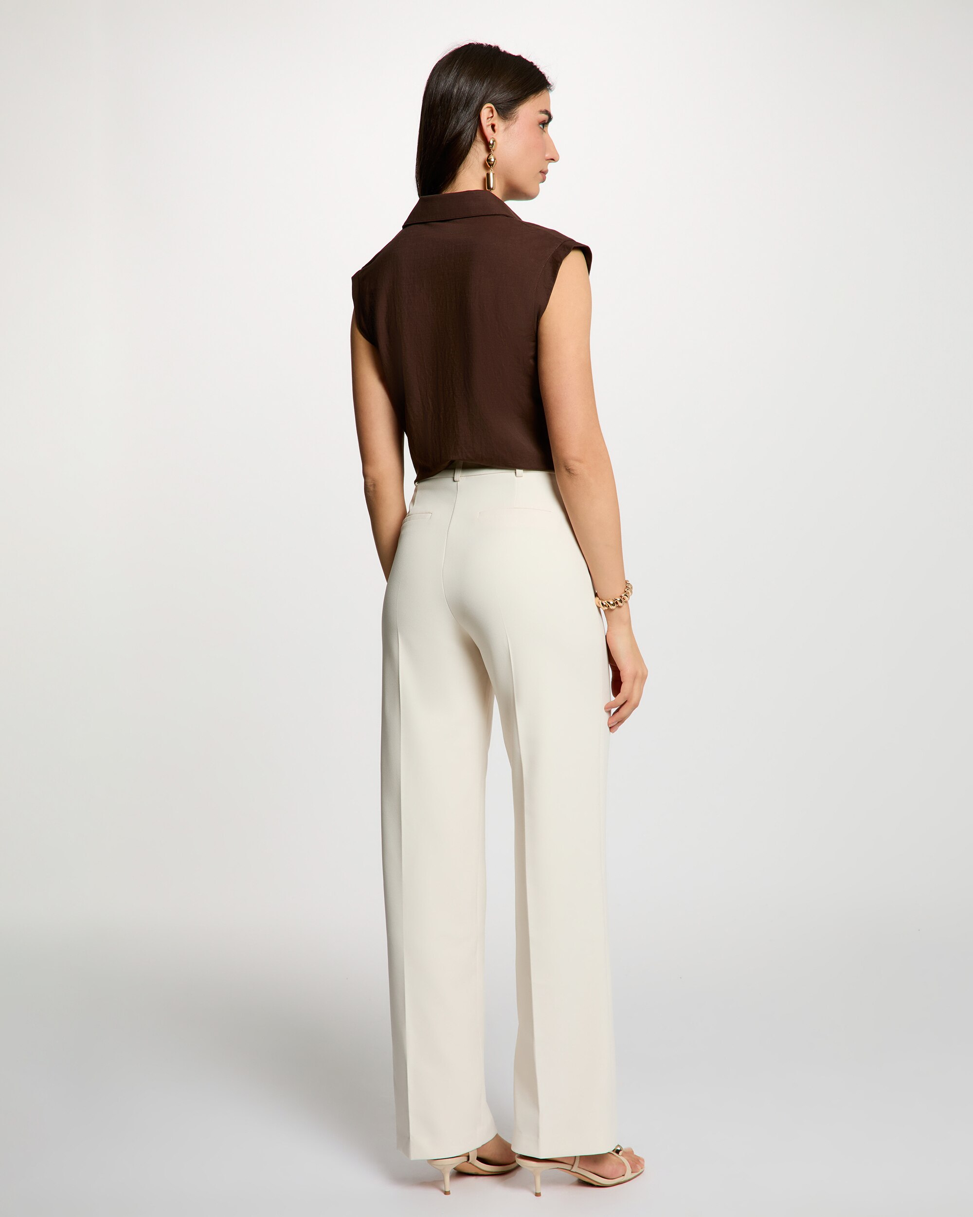 Camisa de mujer con bolsillos - Morgan - Marrón oscuro Marrón oscuro-2