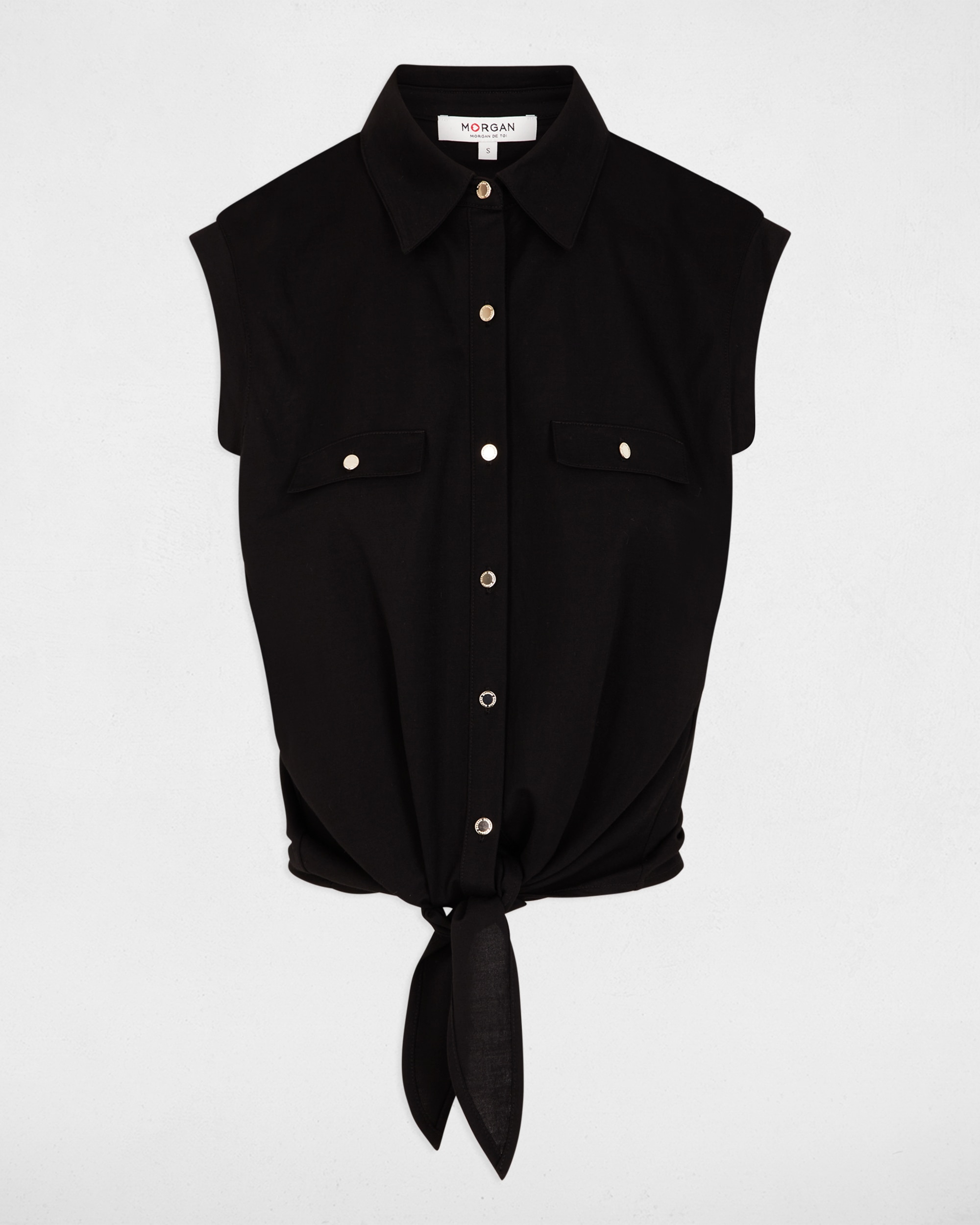 Camisa de mujer con bolsillos - Morgan - Negro Negro-5