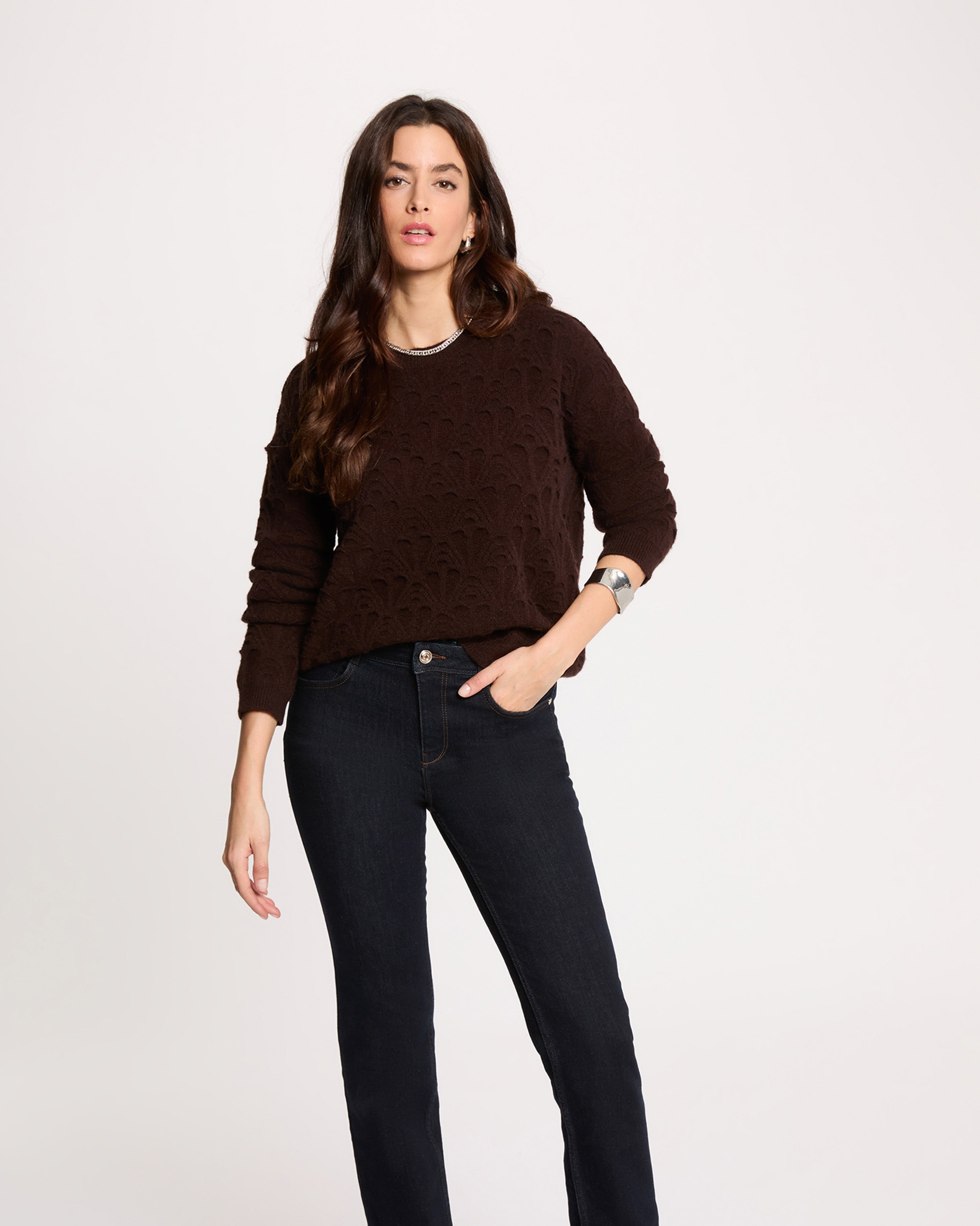 Imagen 0 de Jersey de mujer con punto calado Rosa claro