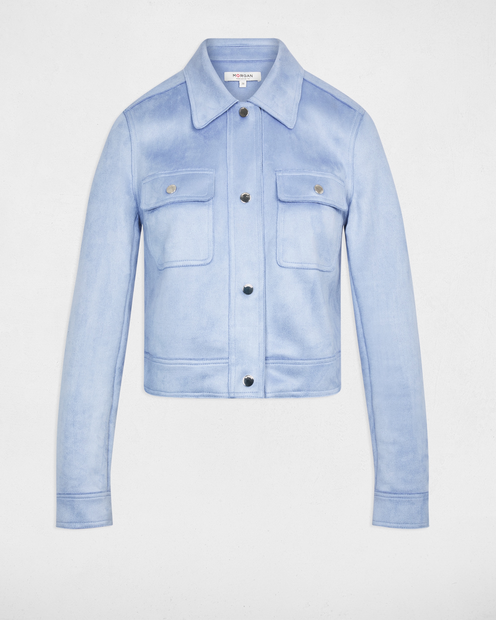 Chaqueta de mujer entallada de antelina - Morgan - Azul Azul-5