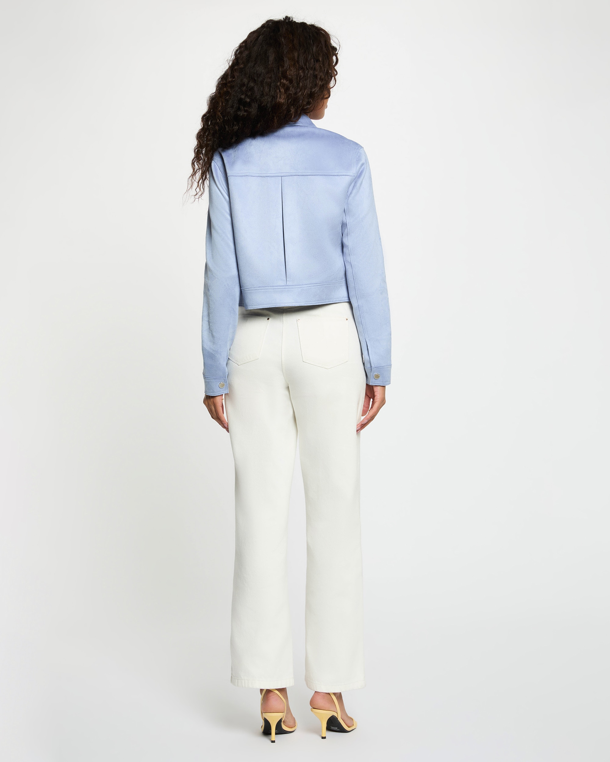 Chaqueta de mujer entallada de antelina - Morgan - Azul Azul-2
