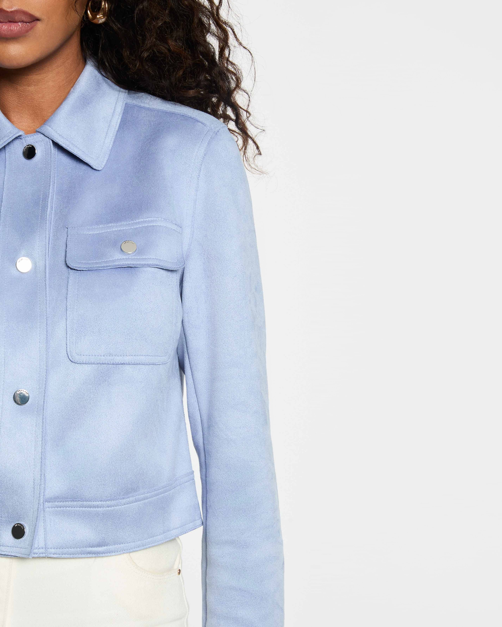 Chaqueta de mujer entallada de antelina - Morgan - Azul Azul-4