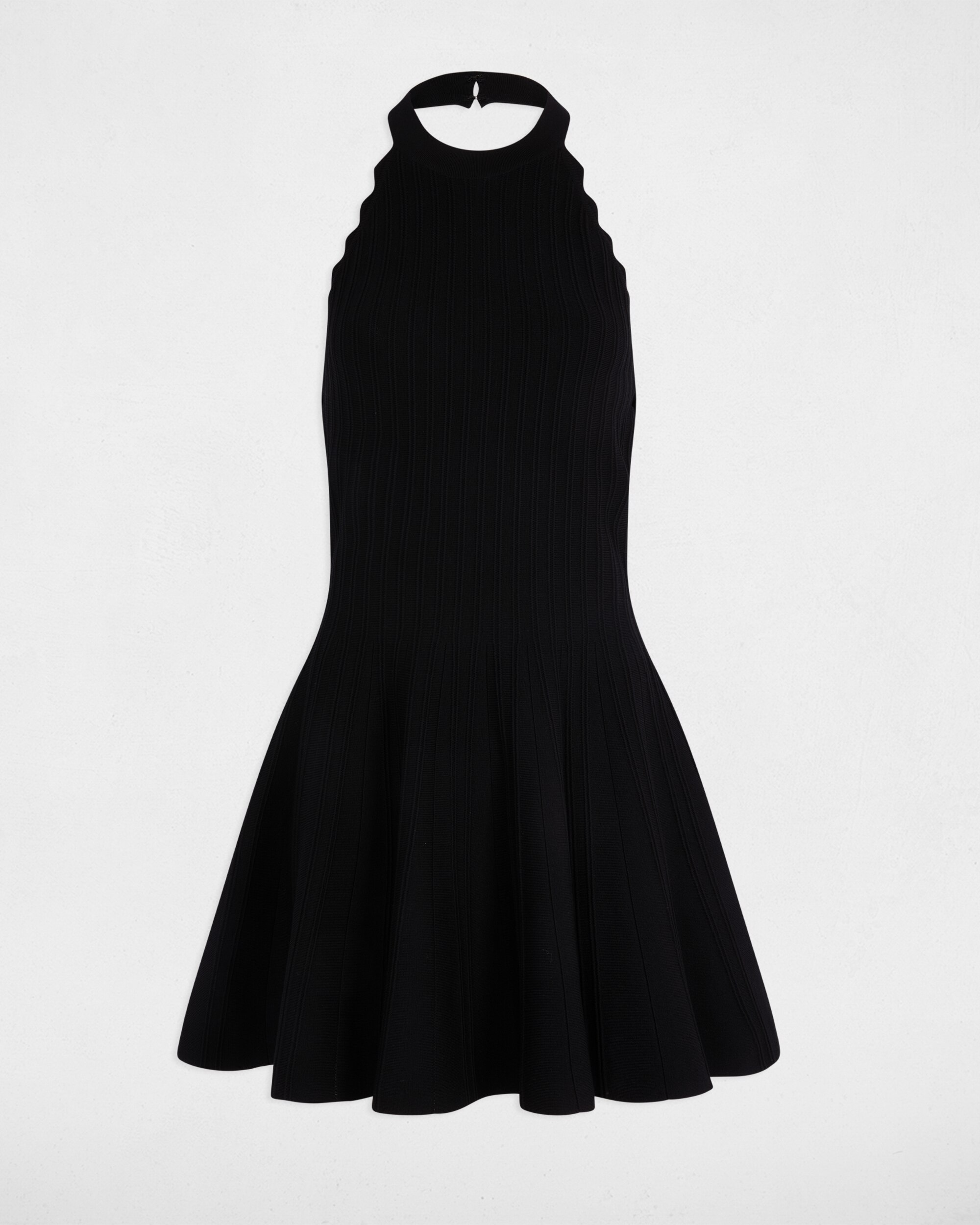 Vestido corto de punto evasé sin mangas - Morgan - Negro Negro-2
