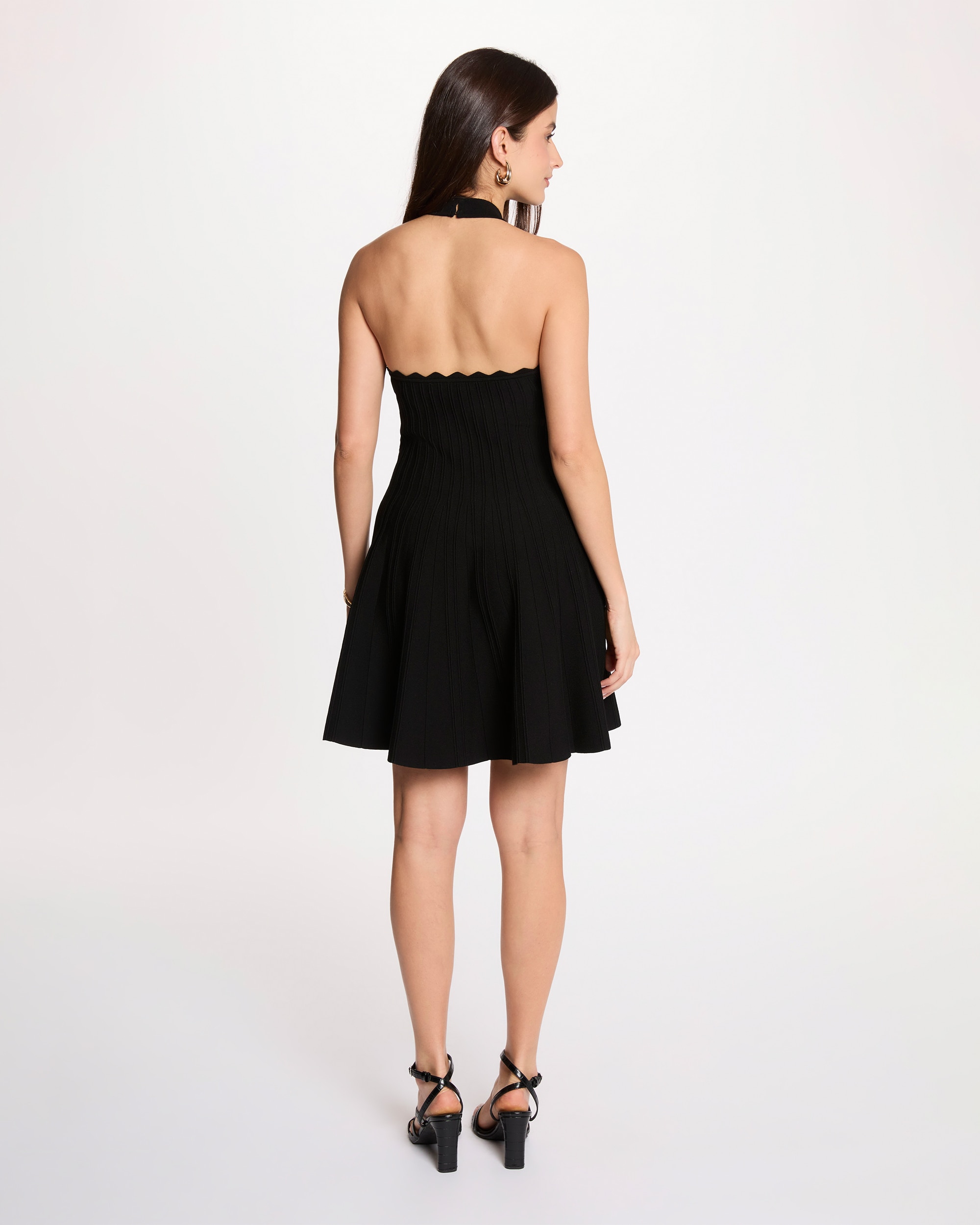 Vestido corto de punto evasé sin mangas - Morgan - Negro Negro-3