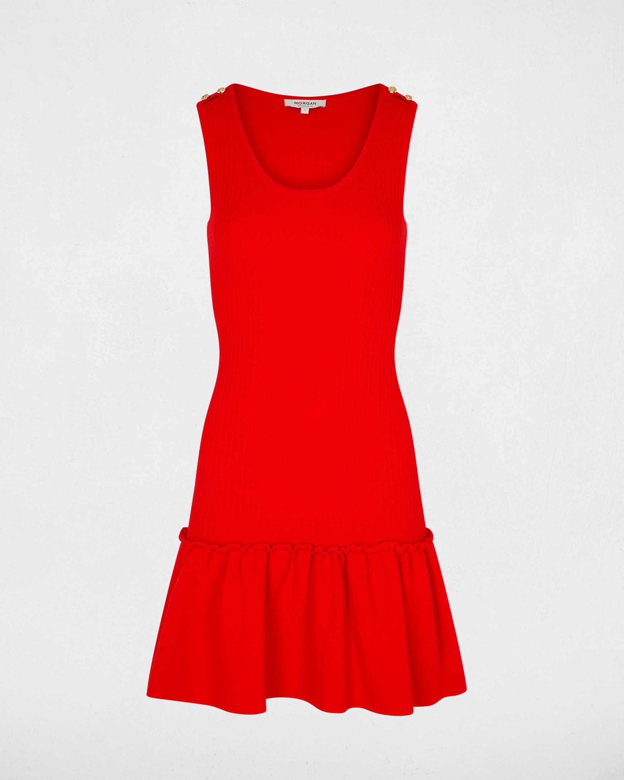 Vestido corto de punto fino con tirantes - Morgan - Rojo Rojo-5