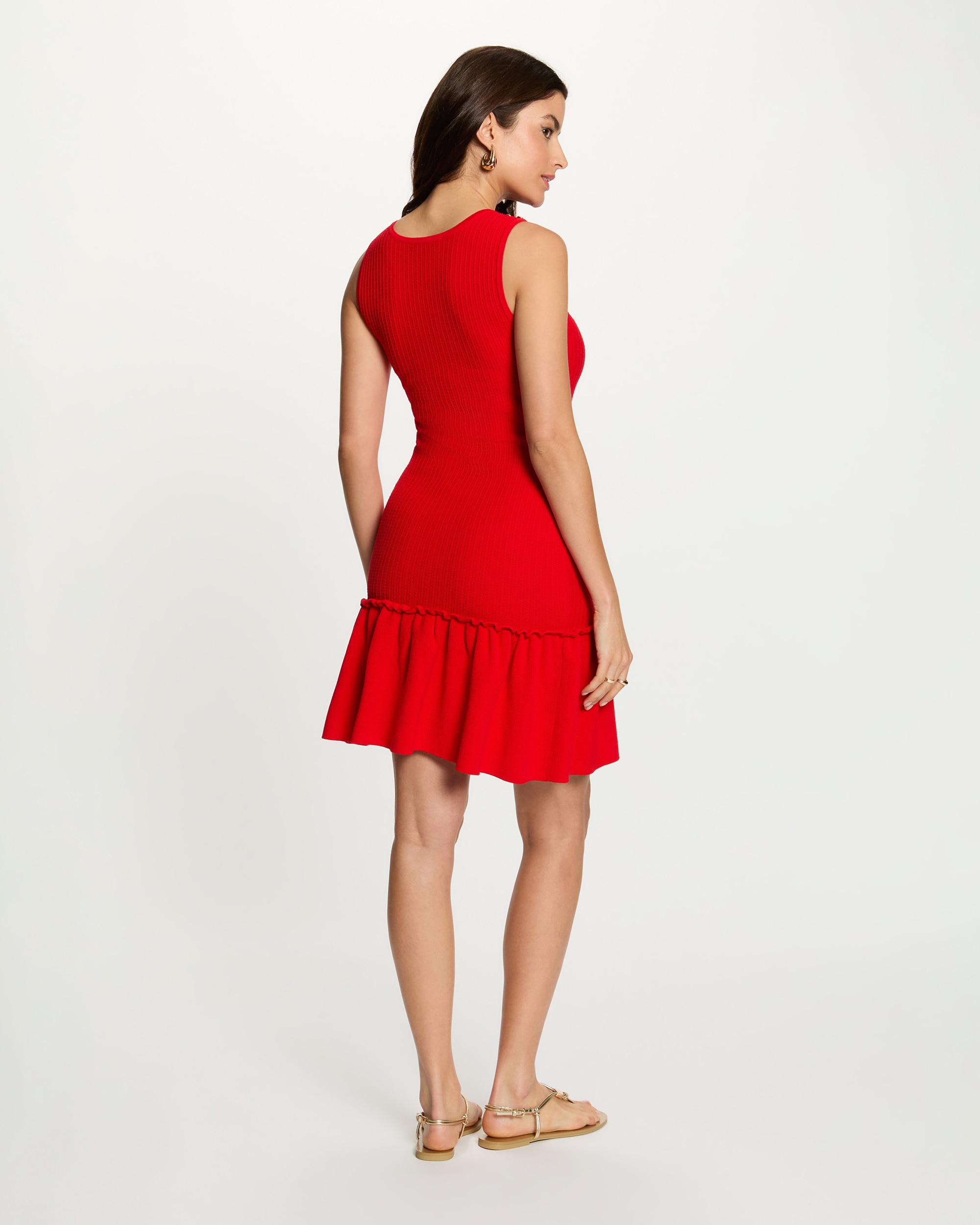 Vestido corto de punto fino con tirantes - Morgan - Rojo Rojo-2